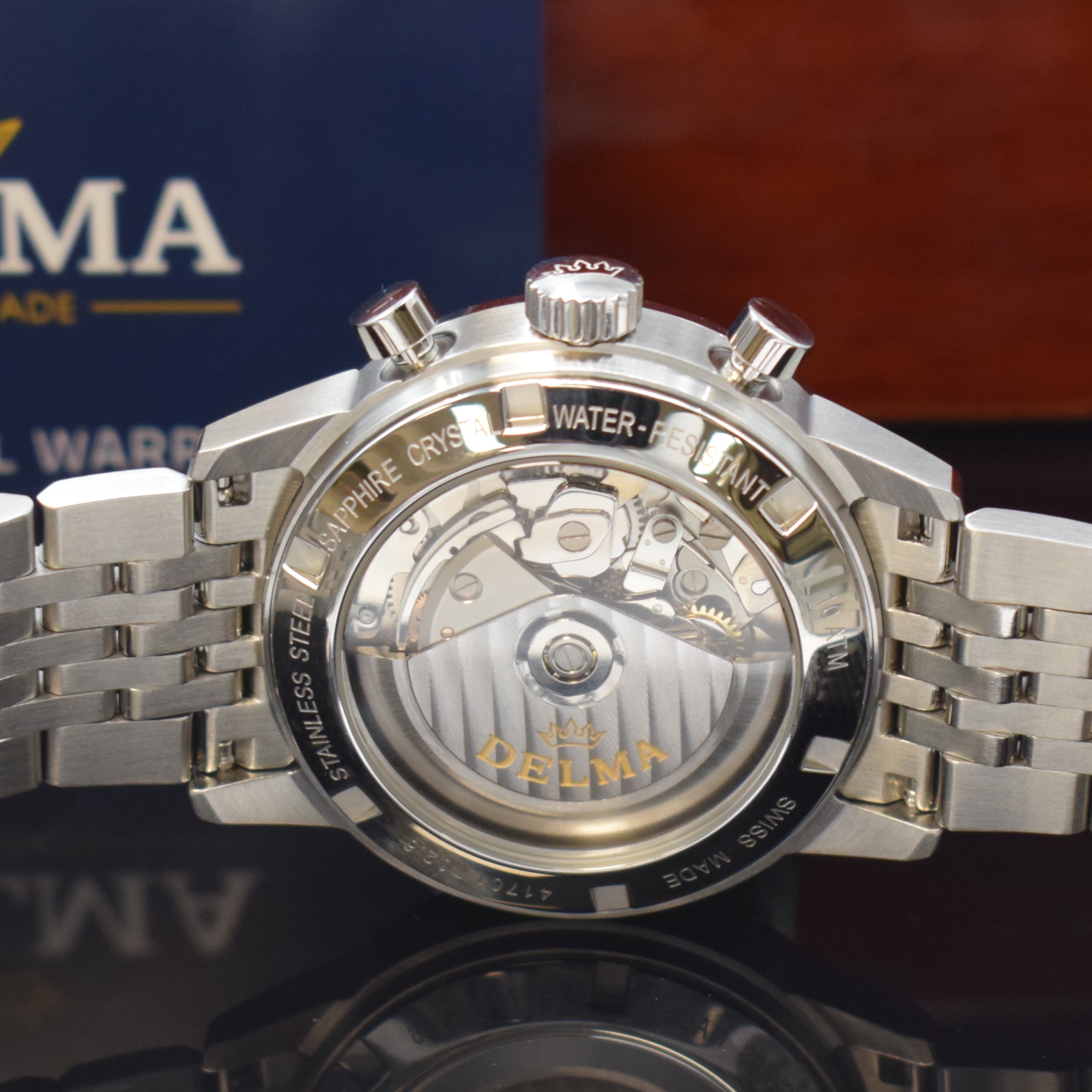 Detail c: DELMA nahezu neuwertiger Armbandchronograph Continental Racing Referenz 110738700000, Automatik, Schweiz um 2024, Edelstahlgeh. inkl. Gliederband m. ...