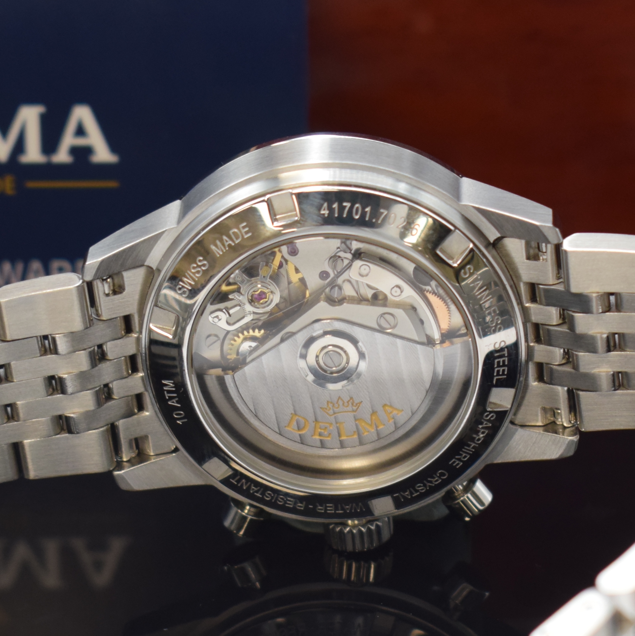 Detail d: DELMA nahezu neuwertiger Armbandchronograph Continental Racing Referenz 110738700000, Automatik, Schweiz um 2024, Edelstahlgeh. inkl. Gliederband m. ...