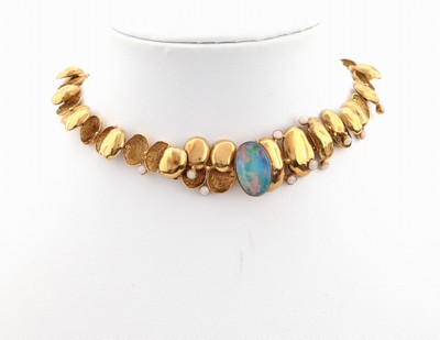 Image 18 kt Gold Opal-Collier, GG 750/000, Einzelanfertigung, Glieder z.T. poliert und z.T. ...