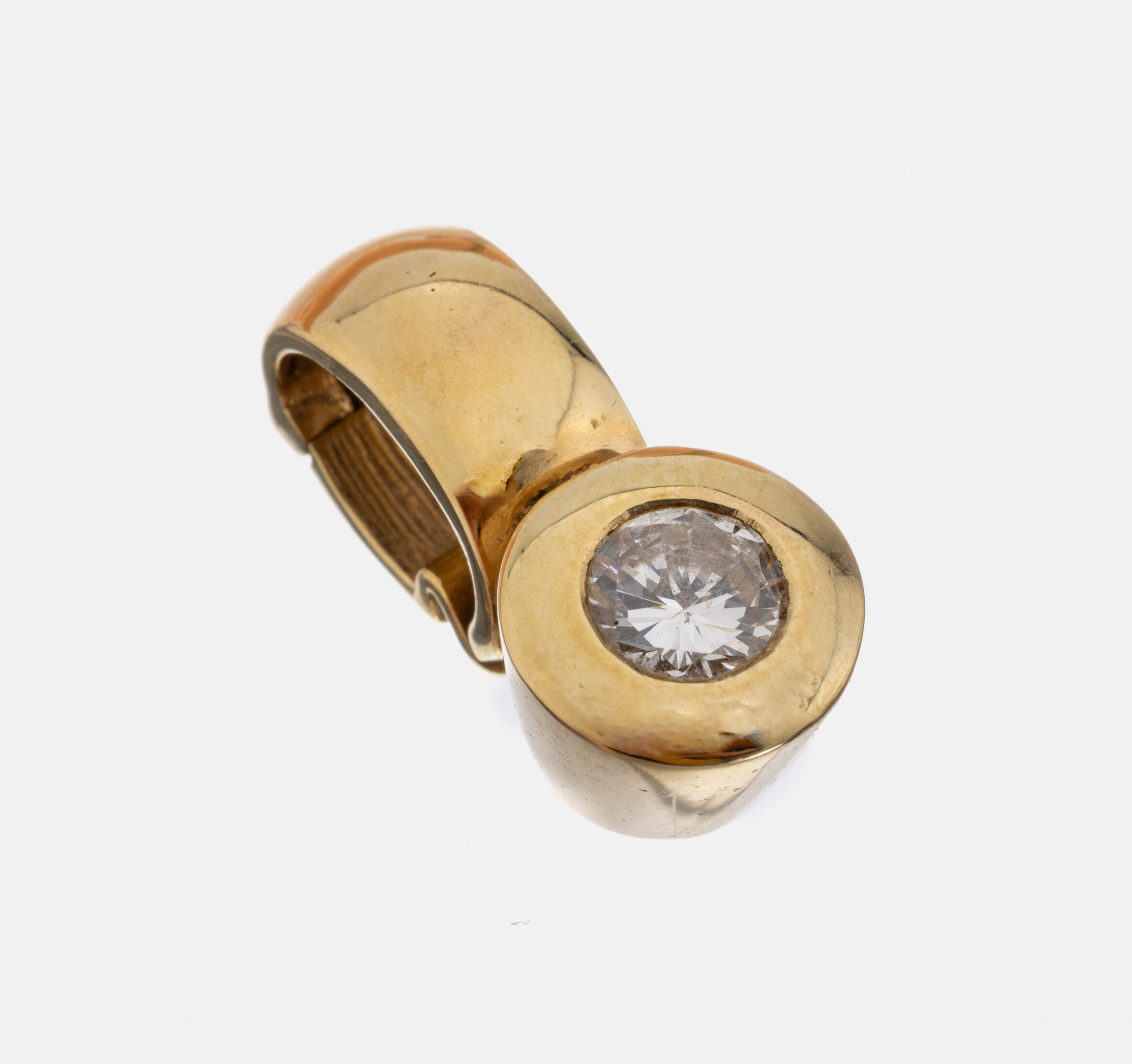 14 kt Gold Brillant-Clipanhänger, GG 585/000, Brillant ca. 0.33 ct Weiß/si, ca. 3 g, Meistermarke unged.