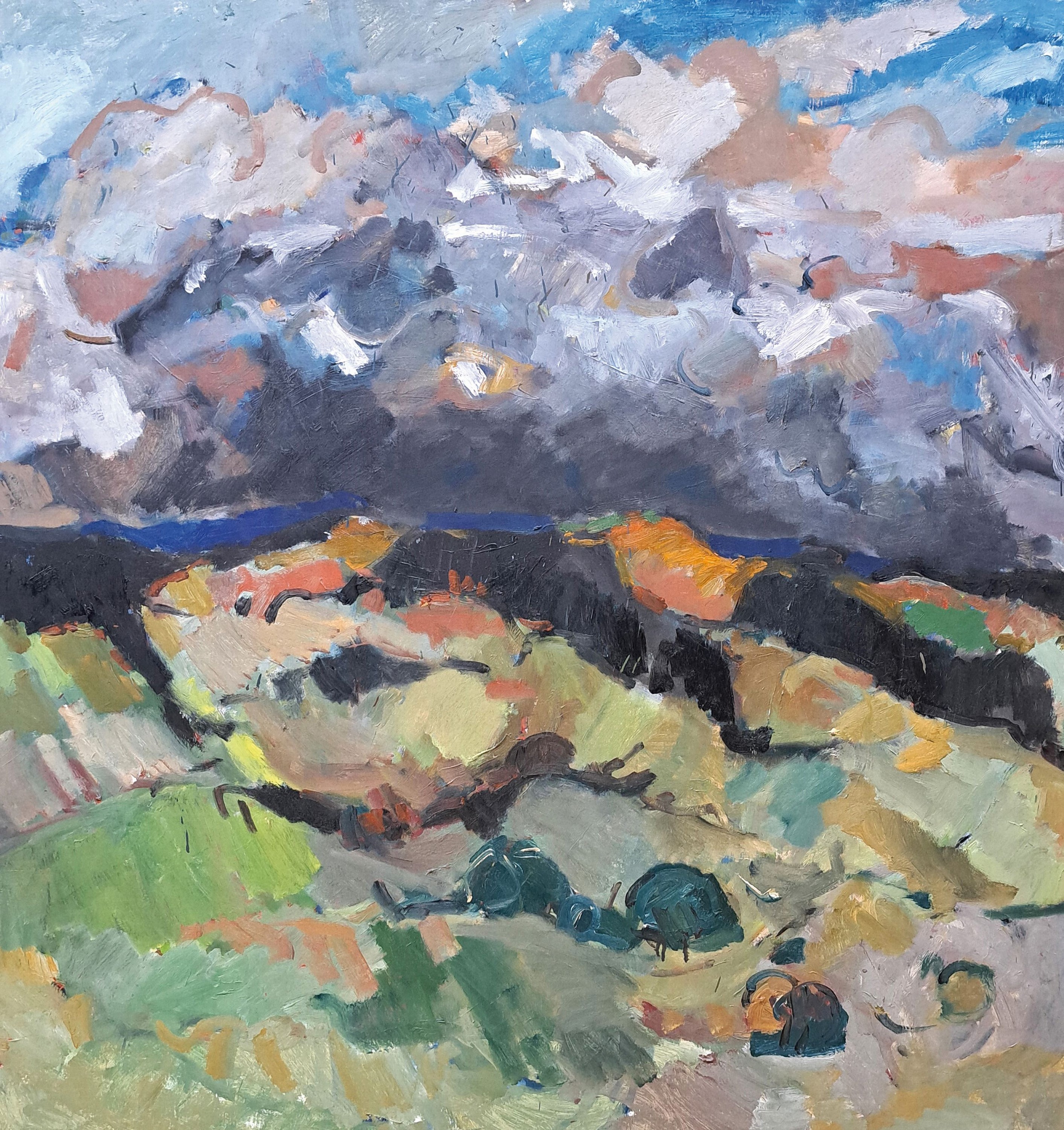 Gernot Kissel, 1939 Worms-2008, Landschaft, Öl/Lwd, unsigniert, direkt vom Künstler erworben, ca. 140x140cm