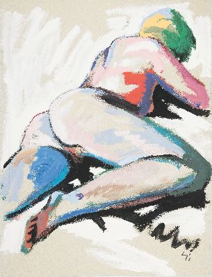 Image 26871986 - Arrigo Wittler, 1918 Heeren-Werve-2004 Worpswede, Caseinmalerei auf Karton, liegender ...