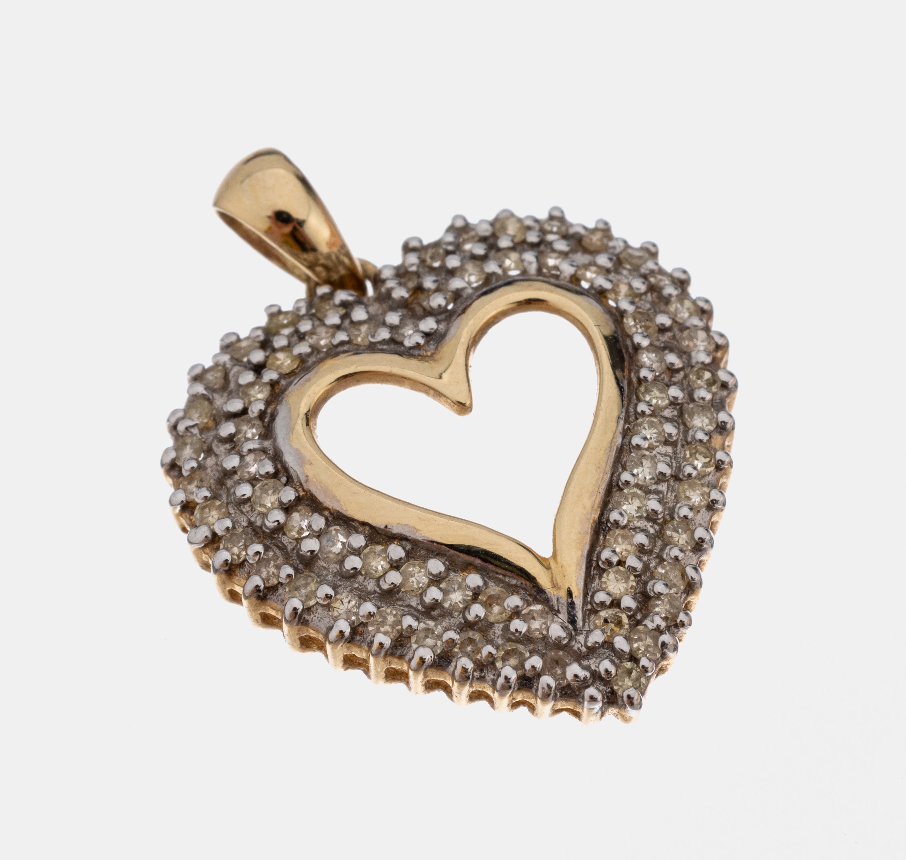 14 kt Gold Diamant-Herzanhänger, GG/WG 585/000, Diamanten zus. ca. 0.56 ct Weiß-get. Weiß/p3, ca. 3 g