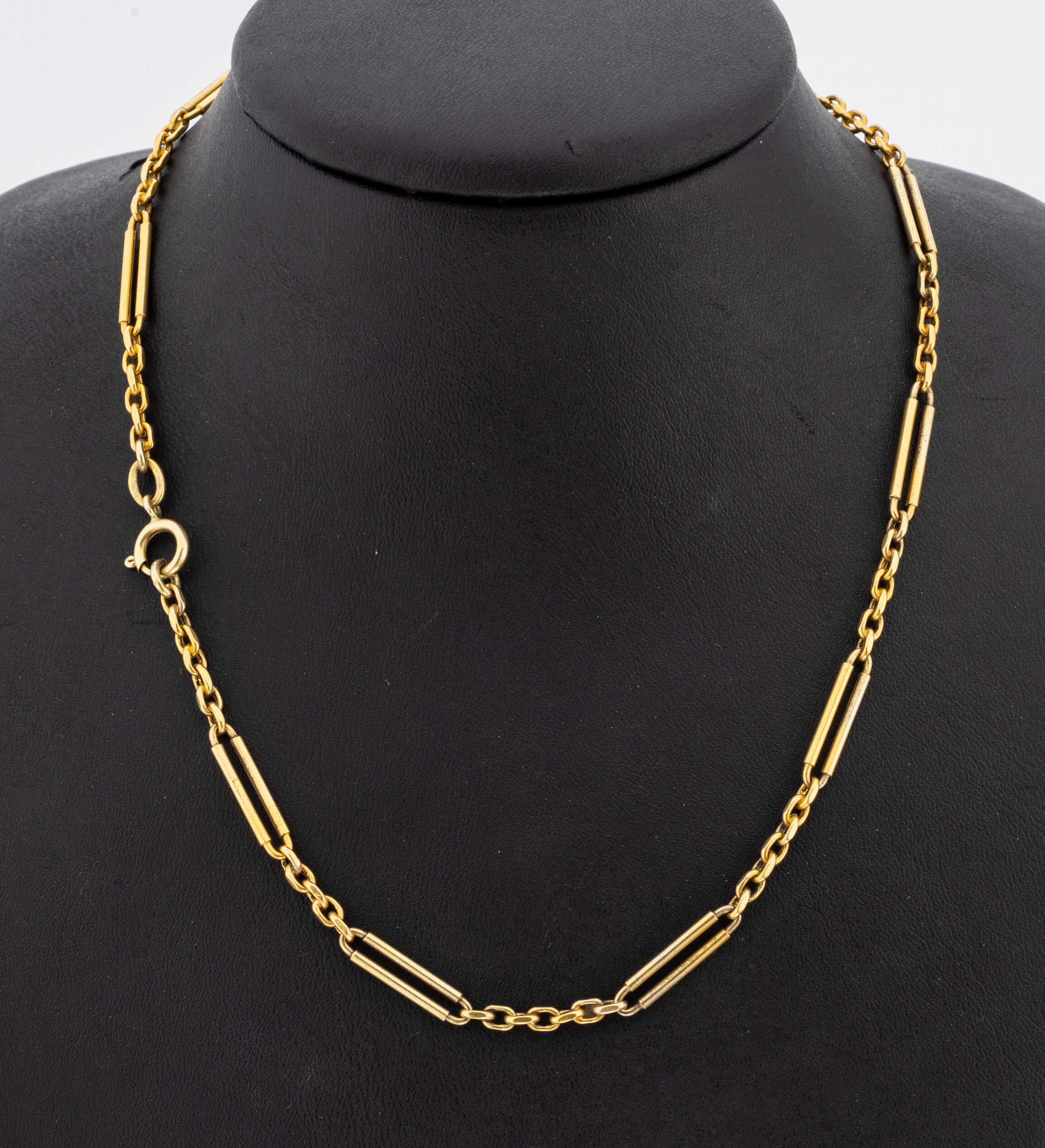 14 kt Gold Kette, GG 585/000, Stäbchenkette, L. ca. 164 cm, Federringschließe, ca. 35.7 g
