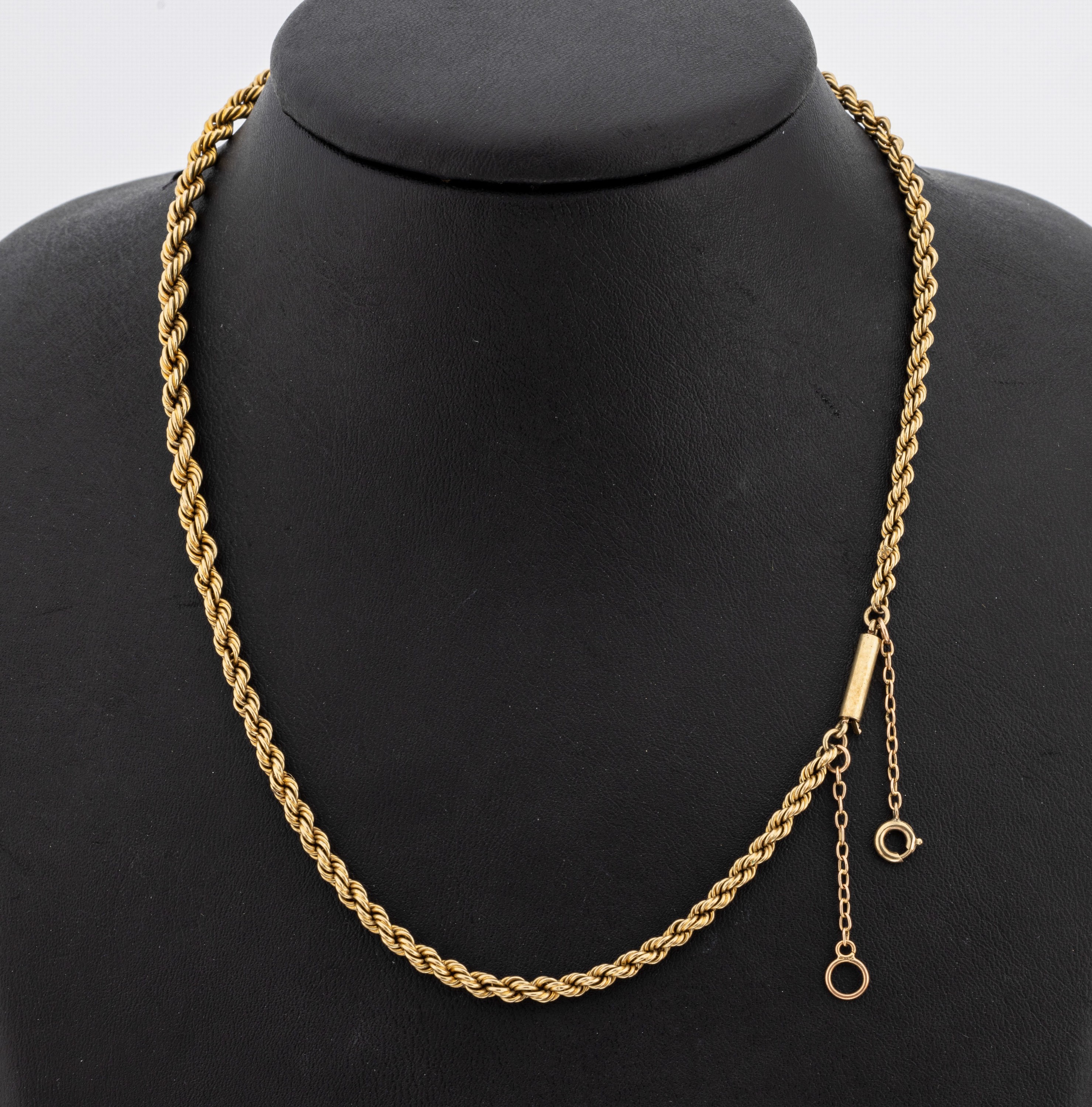 14 kt Gold Kordelcollier, GG 585/000, L. ca. 40.5 cm, Steckschloss mit Sicherheitskettchen, ca. 8.3 g