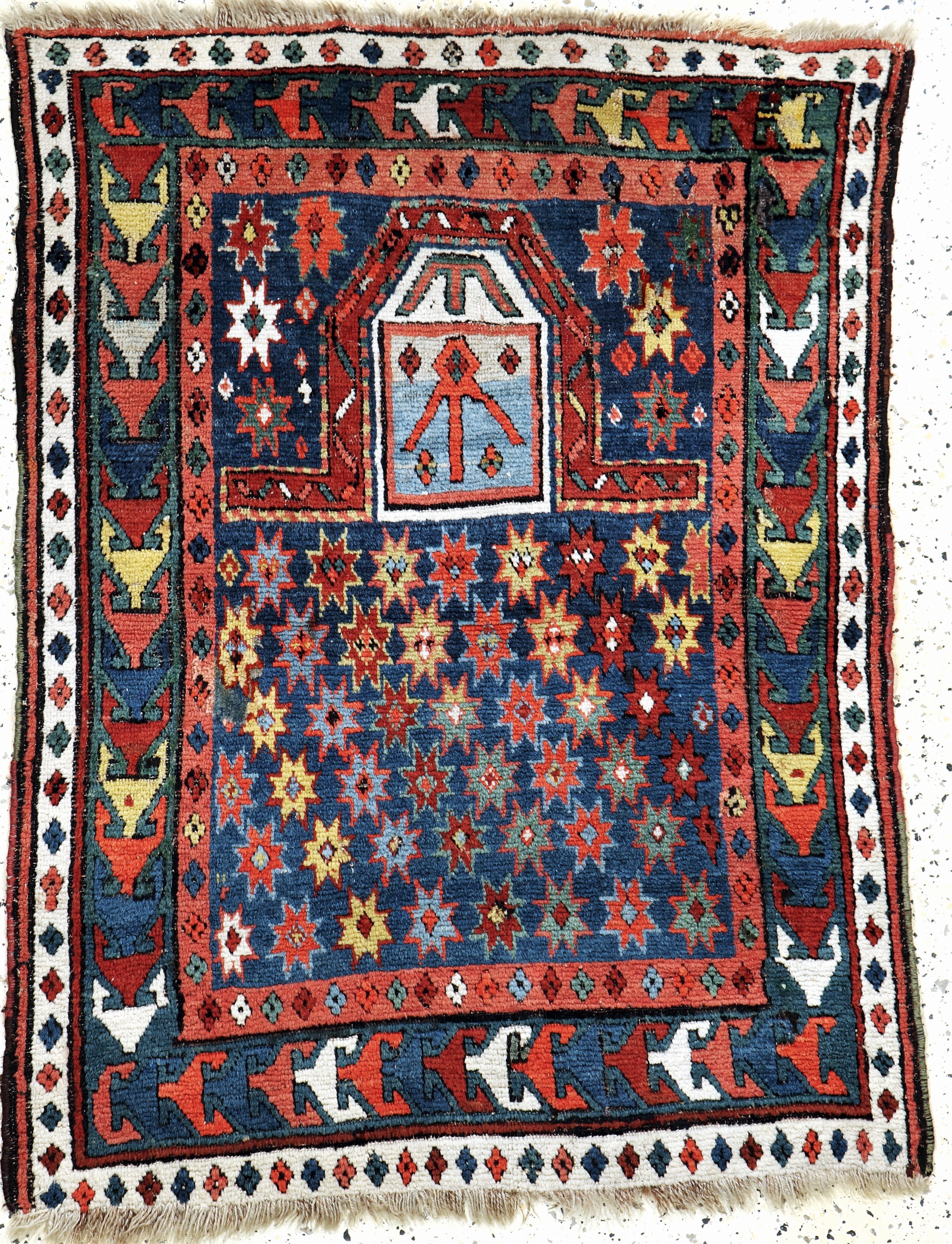 Karabagh"Gebetsteppich"antik, Kaukasus, 19.Jhd, Wolle auf Wolle, ca. 128 x 98 cm, minimal verkürzt, EHZ: 2-3(vgl. Lit. Battenberg Band 1 ...