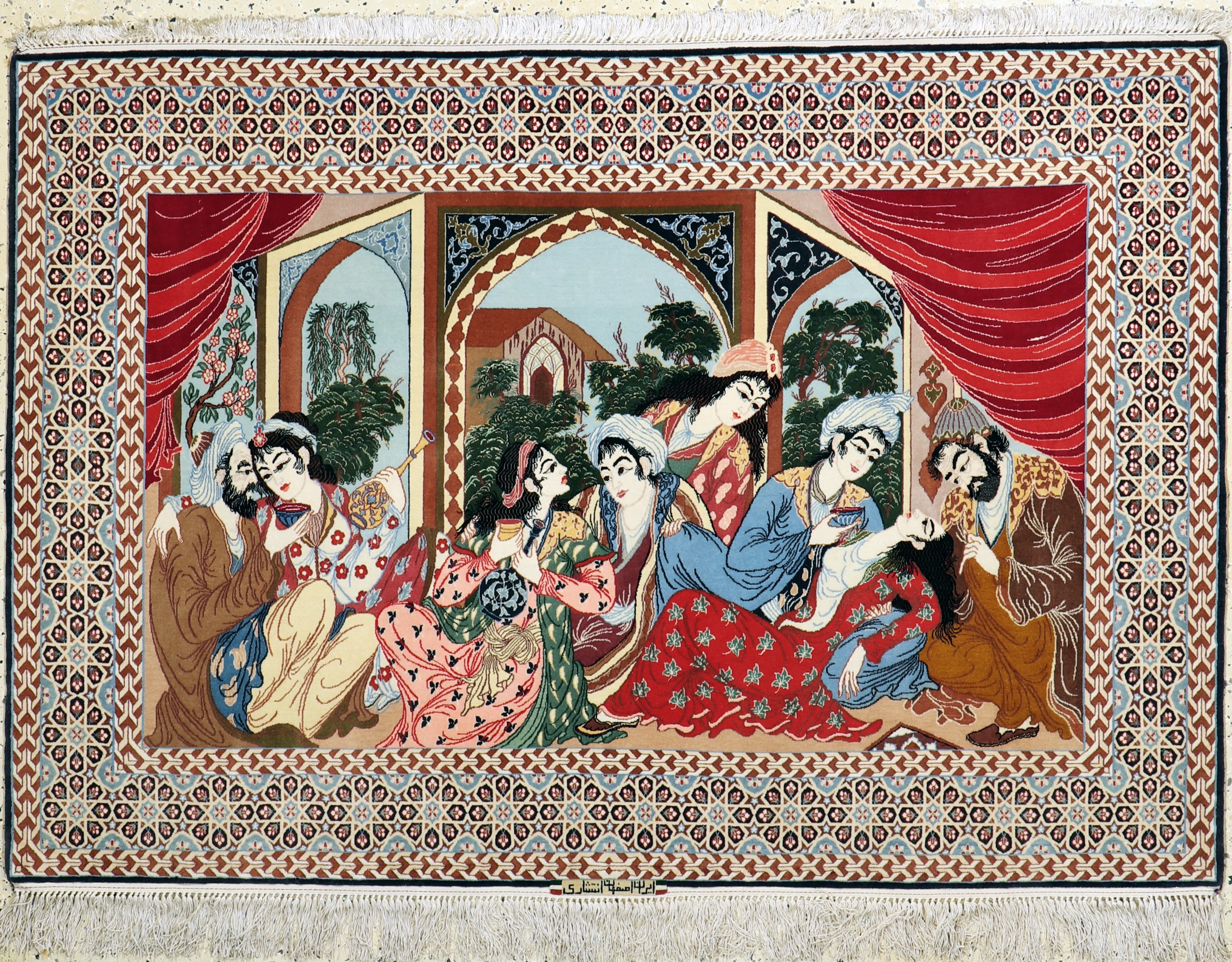 Esfahan fein sign.(Enteshari), Persien, Mitte 20.Jhd., Korkwolle auf Seide, ca. 175 x 120cm, ca. 1.Mio. Kn/qm, EHZ: 1-2