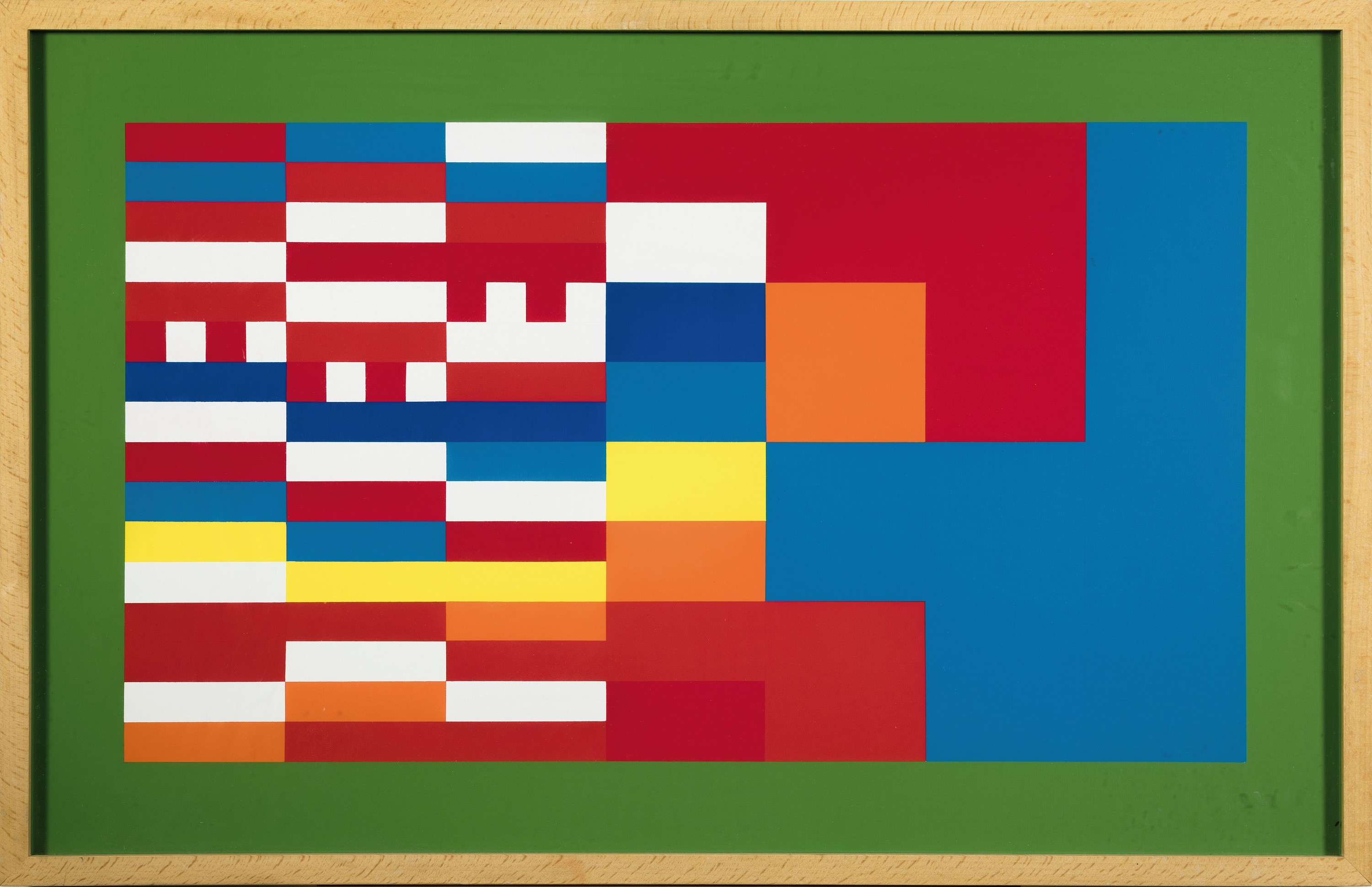 Detail k: FUTURE7, "UEFA-Protokoll" 2004, Ed.5/5, Acryl auf Platte, künstlich generierte Komposition, unter Glas gerahmt 44x68 cm; Künstlerduo ...
