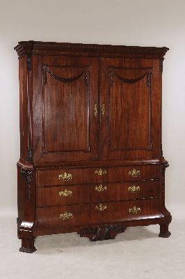 Image 26872214 - Kabinettschrank, norddeutsch, Klassizistisch, um 1830, Mahagonifurnier, Rückwand ...