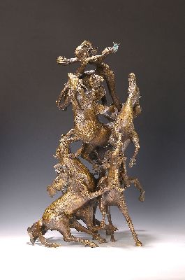 26872215k - Alain Roy, zeitgen. französischer Künstler, Bronzeskulptur, 5 aufgetürmte ...