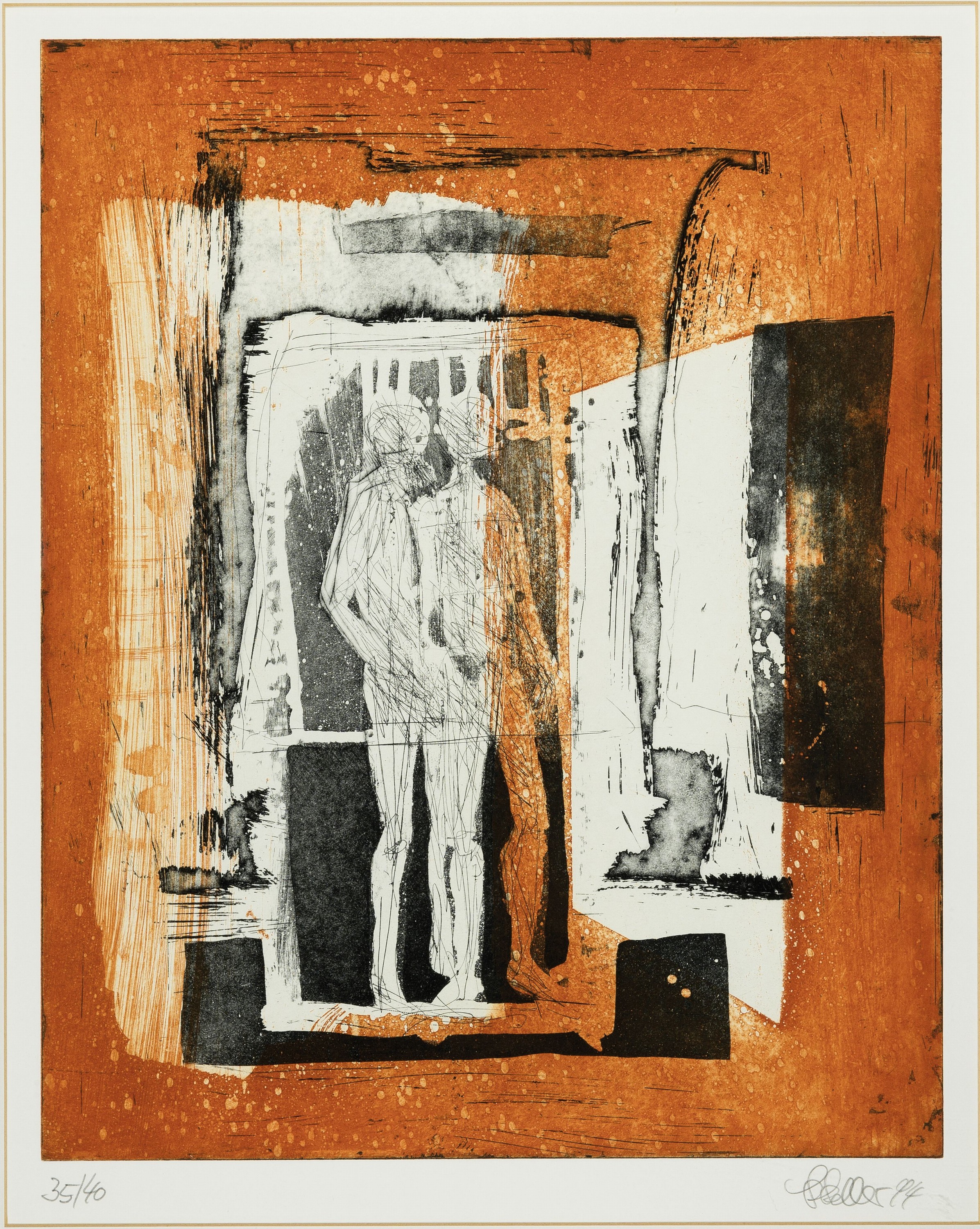 Klaus Heinrich Keller, 1938-2018 Godramstein , 2 Farbradierungen, "Olivia" 1992 Ed. 1/35;ohne Titel 1994 Ed. 35/40, je unter Glas gerahmt ...