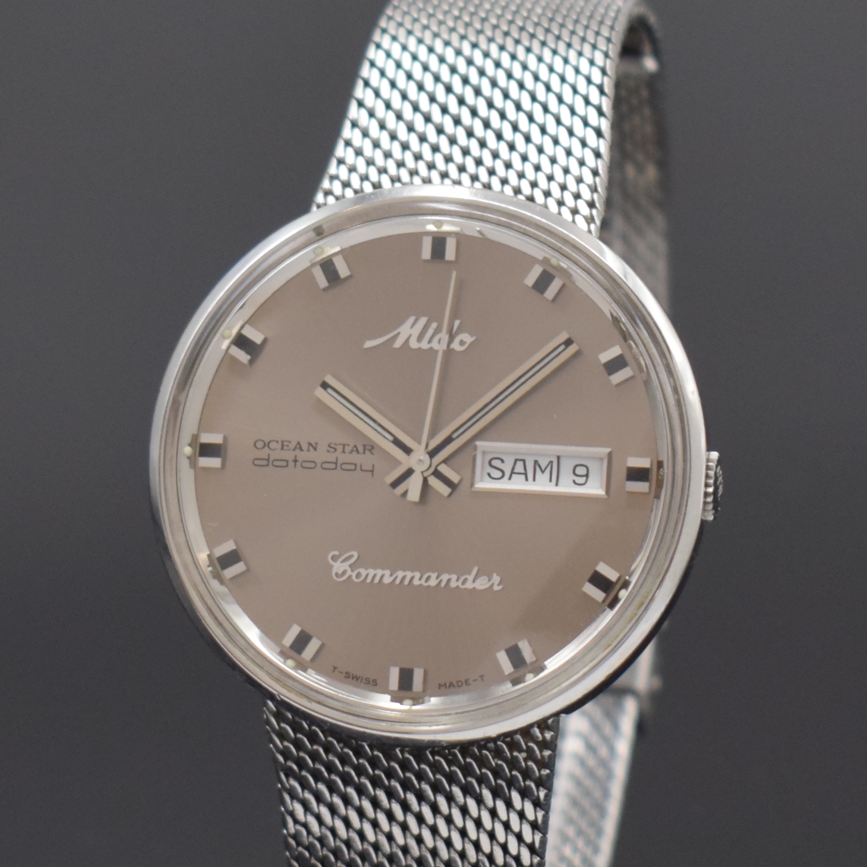 Detail a: MIDO Ocean Star Datoday Commander Armbanduhr in Stahl/Stahlband Referenz 8429, Schweiz um 1980, Automatik, Monocoque-Geh., integr. Milanaiseband, ...