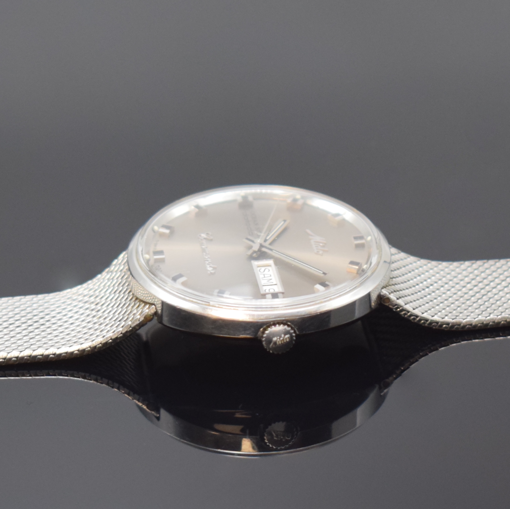 Detail c: MIDO Ocean Star Datoday Commander Armbanduhr in Stahl/Stahlband Referenz 8429, Schweiz um 1980, Automatik, Monocoque-Geh., integr. Milanaiseband, ...