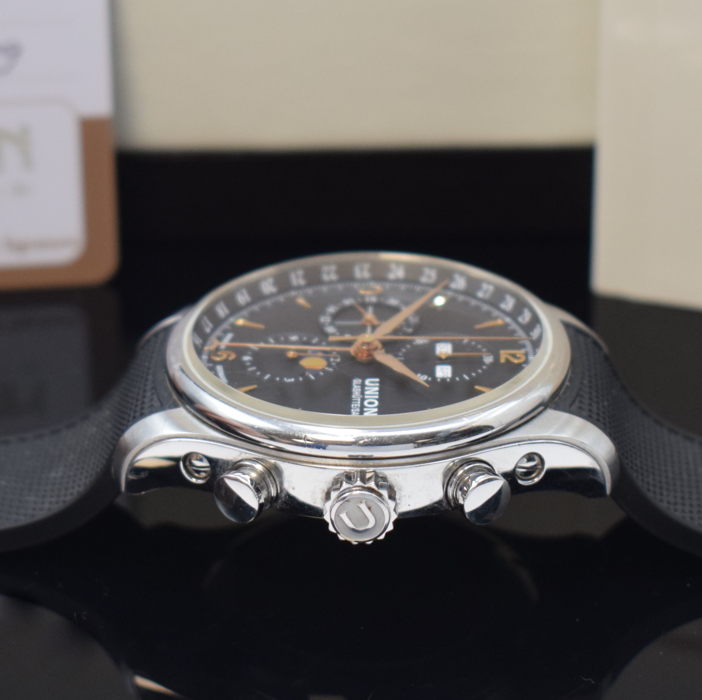 Detail c: UNION Glashütte Belisar Armbandchronograph mit Vollkalenderanzeige in Stahl, Deutschland lt. orig. Pap. verk. 2019, Automatik, beids. vergl. Geh., ...