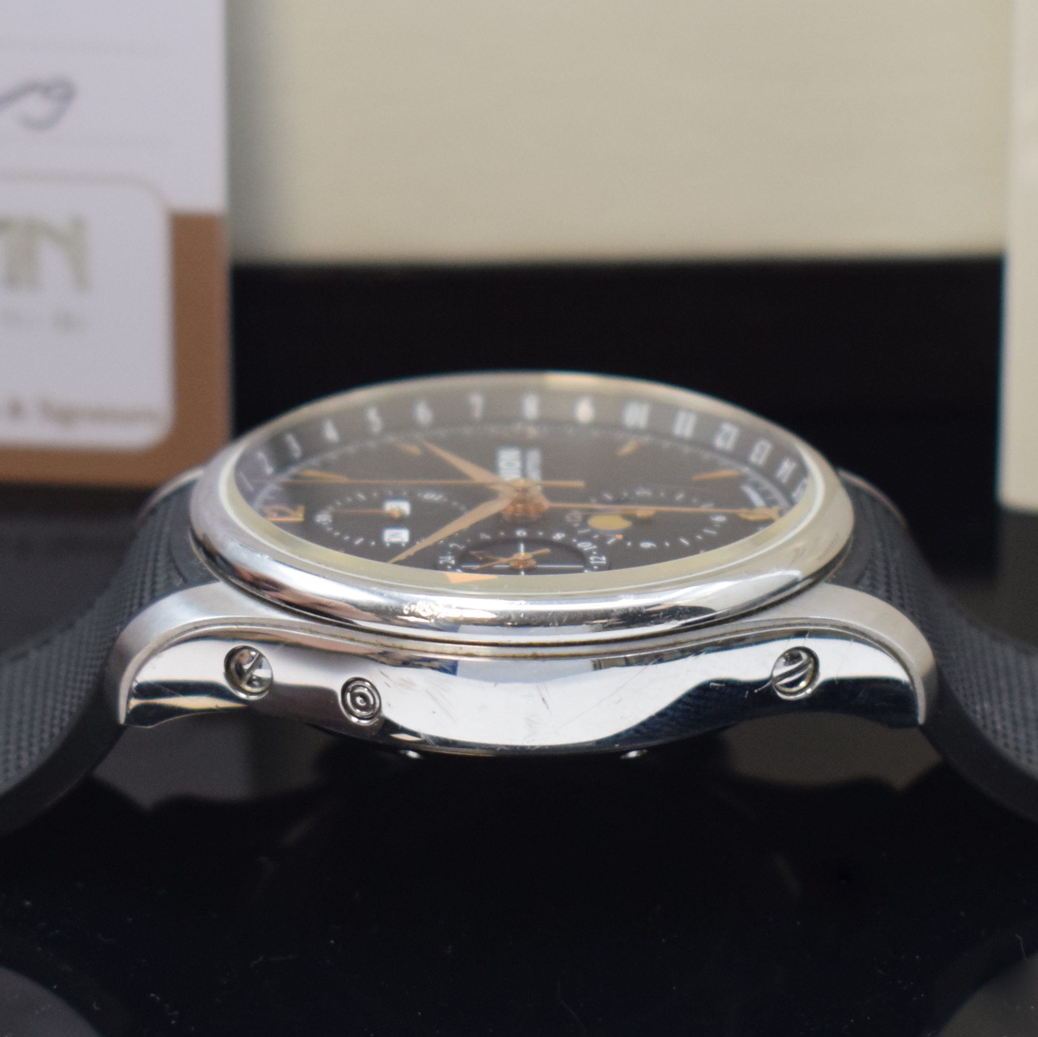 Detail d: UNION Glashütte Belisar Armbandchronograph mit Vollkalenderanzeige in Stahl, Deutschland lt. orig. Pap. verk. 2019, Automatik, beids. vergl. Geh., ...