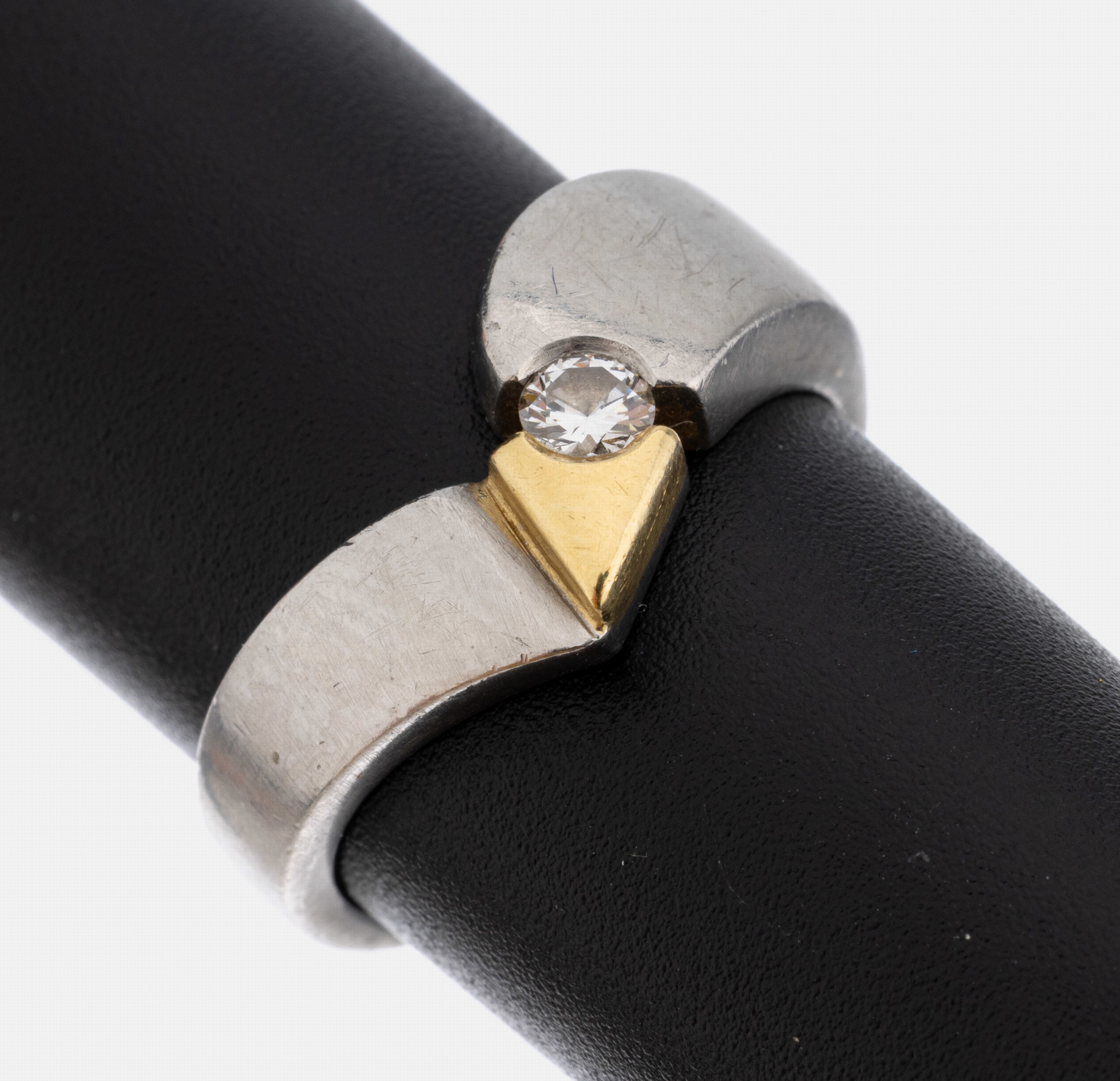 Platin Brillant-Ring, Platin 950/000, 1 Brillant ca. 0.10 ct Weiß/vs, RW 52, ca. 6.9 g