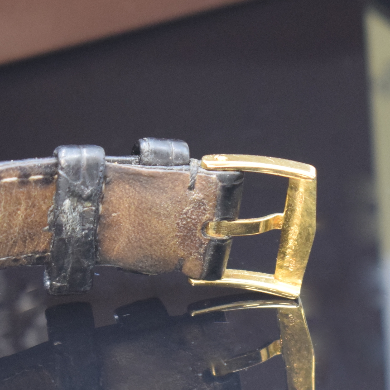 Detail b: PATEK PHILIPPE Calatrava Armbanduhr in GG 750/000 Referenz 3919, Handaufzug, Schweiz um 1990, 2-tlg. Geh. inkl. Lederband m. orig. Dornschl. in GG ...