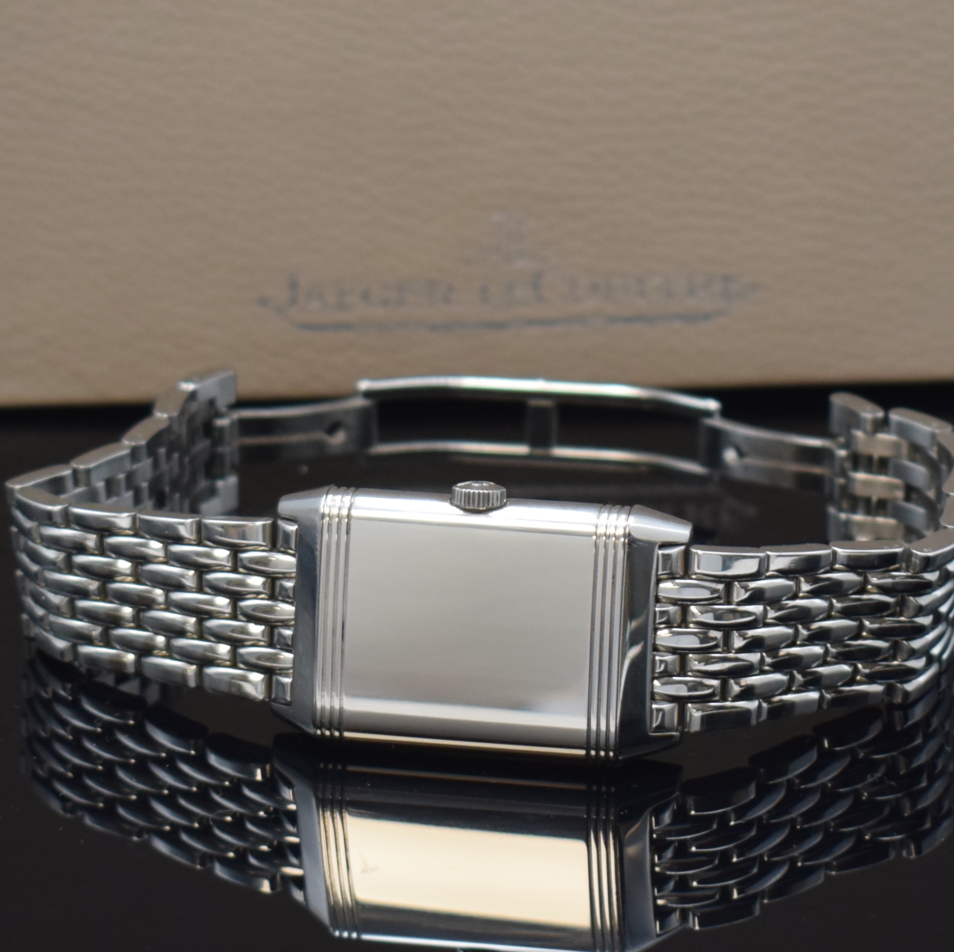 Detail f: Jaeger-LeCoultre Armbanduhr Reverso Grande Taille Referenz 270.8.62, Handaufzug, Schweiz um 2000, um 180 Grad drehbares Edelstahl-Wendegehäuse inkl. ...