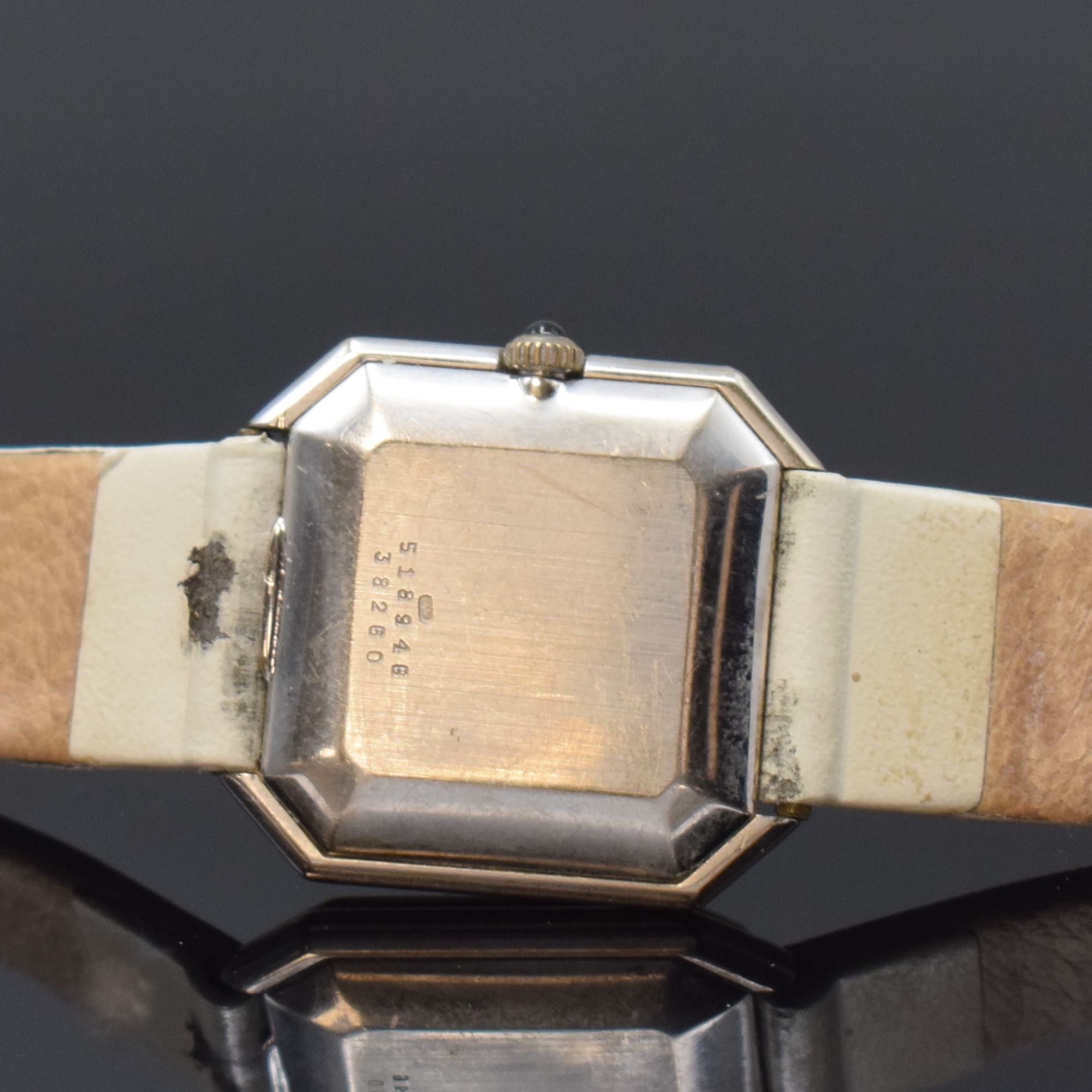 Detail c: BAUME & MERCIER Damenarmbanduhr in WG 750/000 Referenz 38260, Schweiz um 1980, Handaufzug, Boden aufgedr., Schmuckkrone, weißes Zifferbl. bez. ...