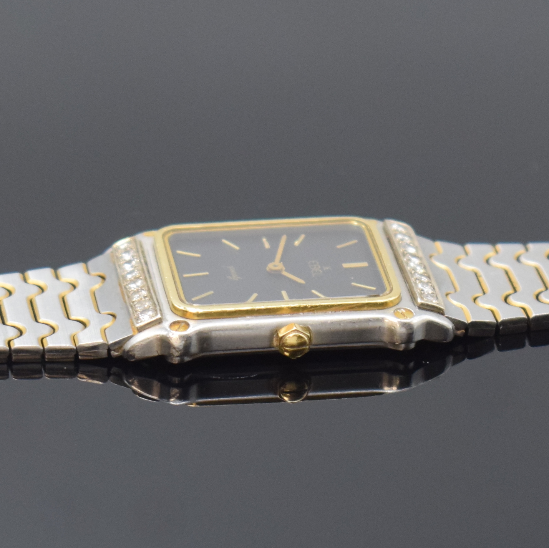 Detail c: EBEL Sport Classic Damenarmbanduhr mit Diamantbesatz Referenz 181901, Schweiz um 1995, quarz, Edelstahl/Gold komb. inkl. orig. Gliederband, Boden ...