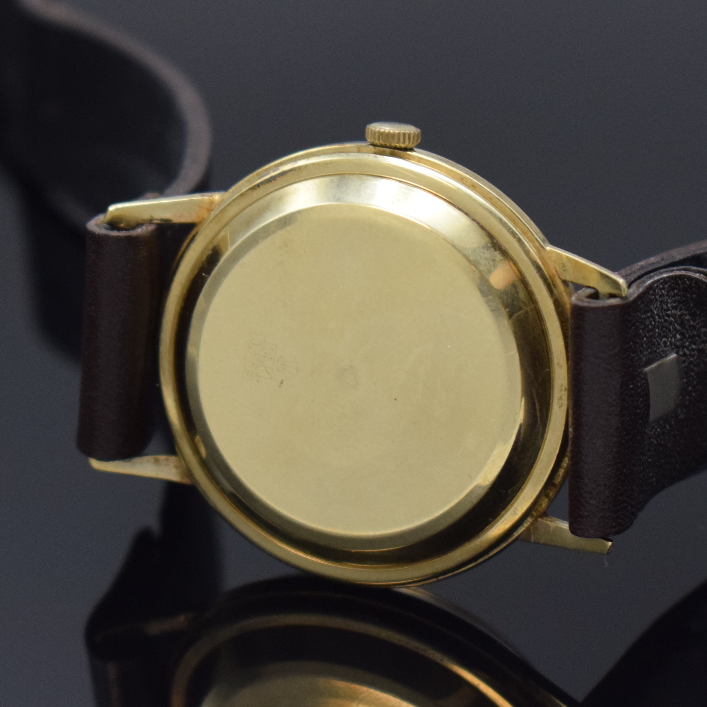 Detail c: PREZIOSA Armbanduhr in GG 585/000, Schweiz um 1965, Automatik, Boden aufgedr., silb. Zifferbl. teilw. fl., gold. Std.-Ind., gold. Zeiger, Kal. Felsa ...