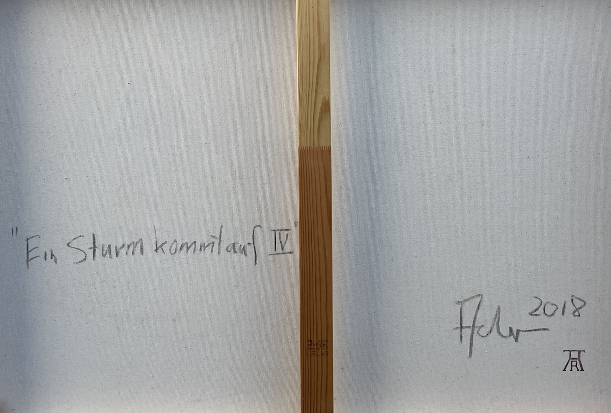 Detail d: Reinhard Ader, geb. 1949 Kaiserslautern, Ein Sturm kommt auf, Acryl/Vinyl auf Lwd, rückseitig betitelt, signiert und dat. 2018 und Monogrammstempel, ...