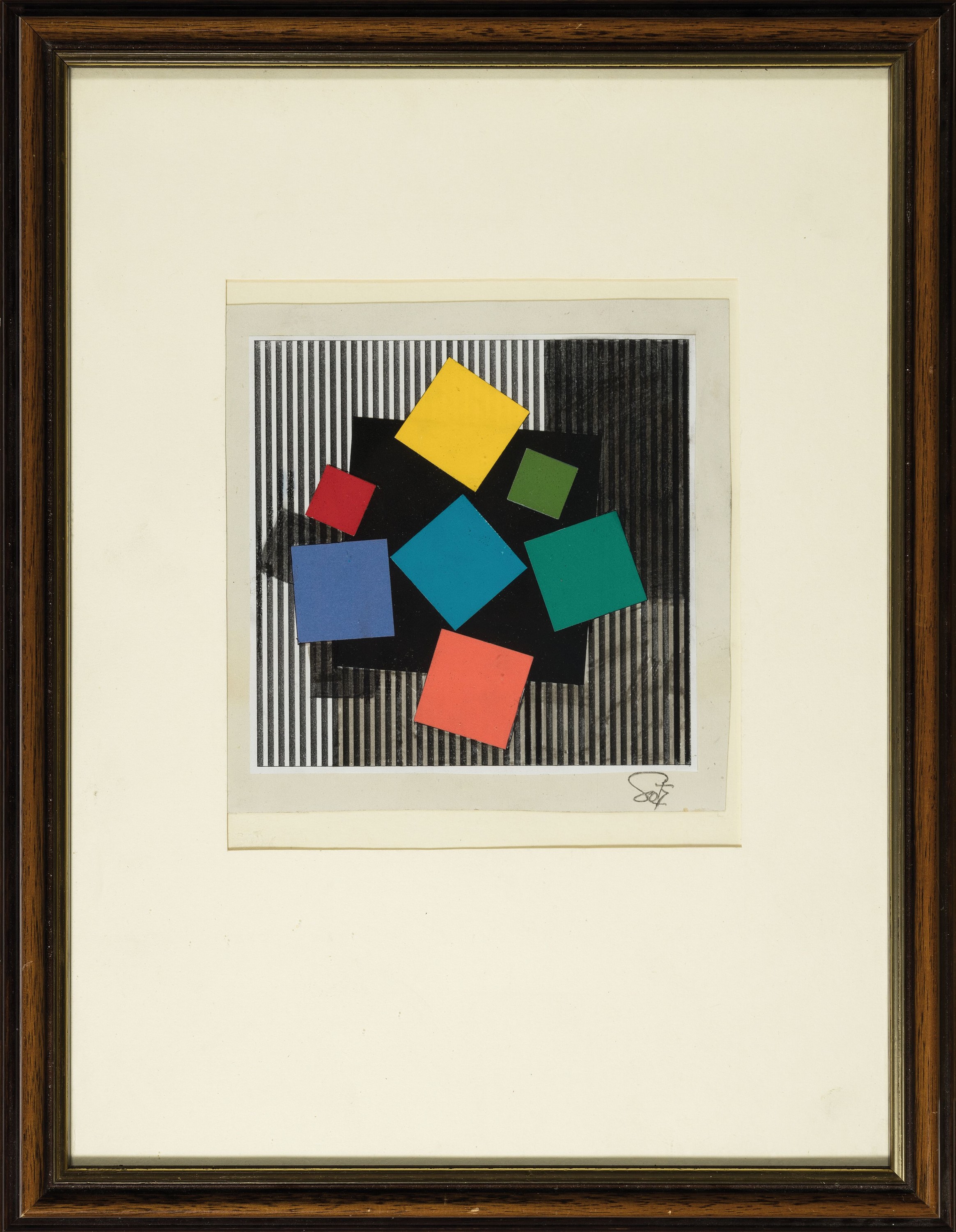 Detail k: Jesus Rafael Soto 1923-2005, collage-Mischtechnik, collage, im PP unter Schutzfolie verglast und gerahmt, 18.5x18.5cm,Rahmen 44x34cm, Provenienz: ...