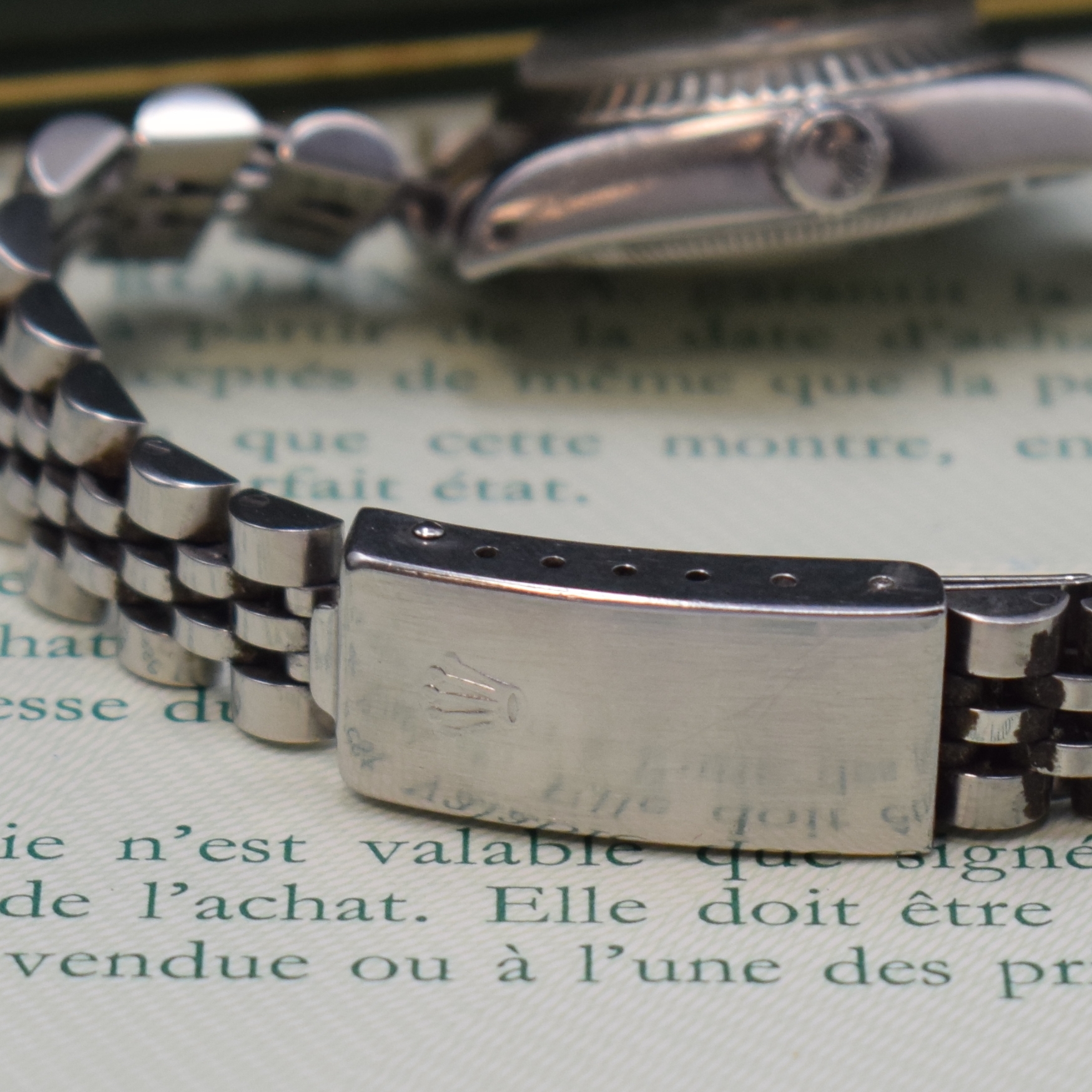 Detail b: ROLEX Oyster Date Referenz 6917 Damenarmbanduhr in Stahl/WG mit Box und Papier, Schweiz lt. orig. Pap. verk. 1983, Automatik, Oystergeh., Boden u. ...