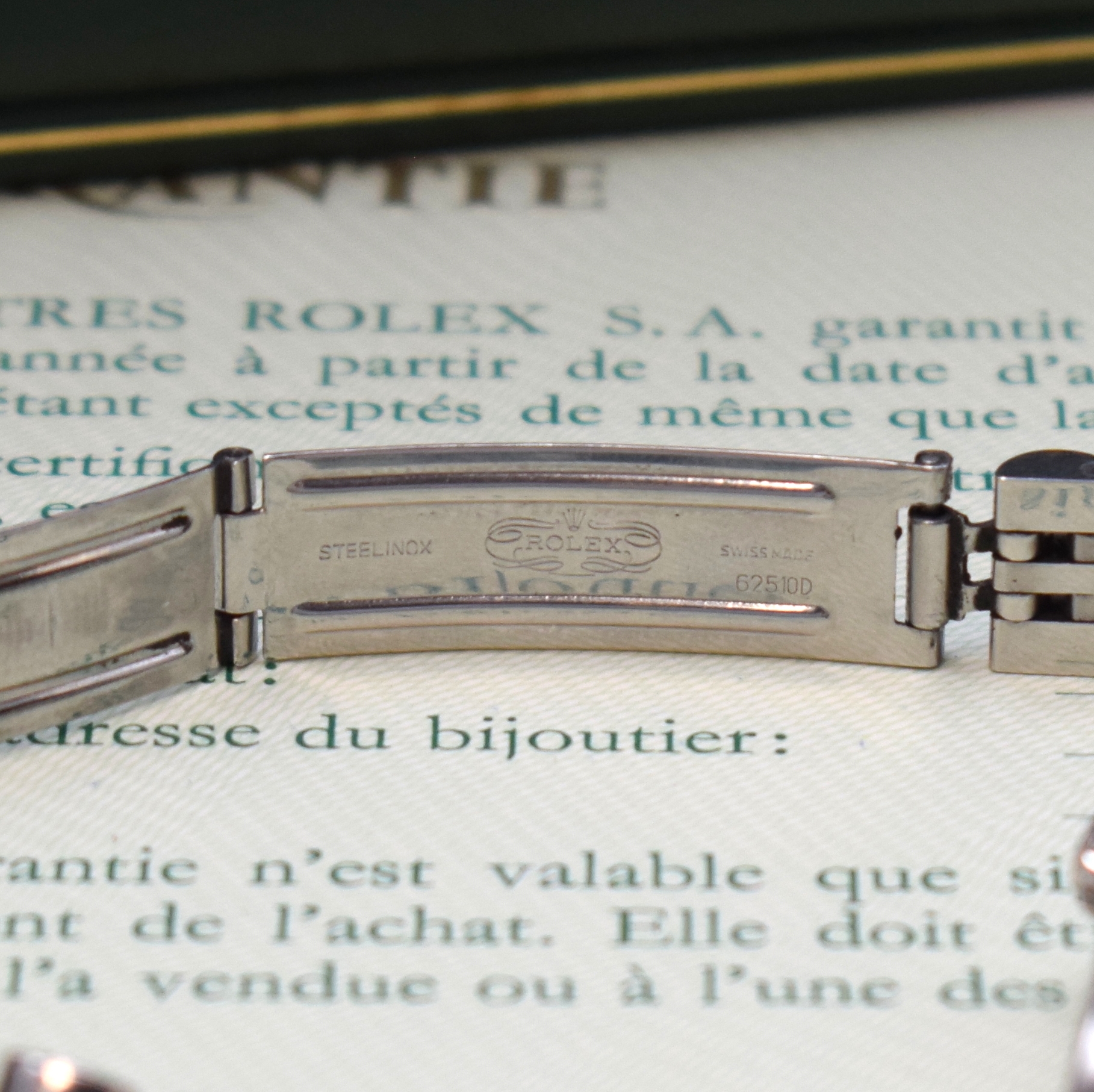 Detail c: ROLEX Oyster Date Referenz 6917 Damenarmbanduhr in Stahl/WG mit Box und Papier, Schweiz lt. orig. Pap. verk. 1983, Automatik, Oystergeh., Boden u. ...