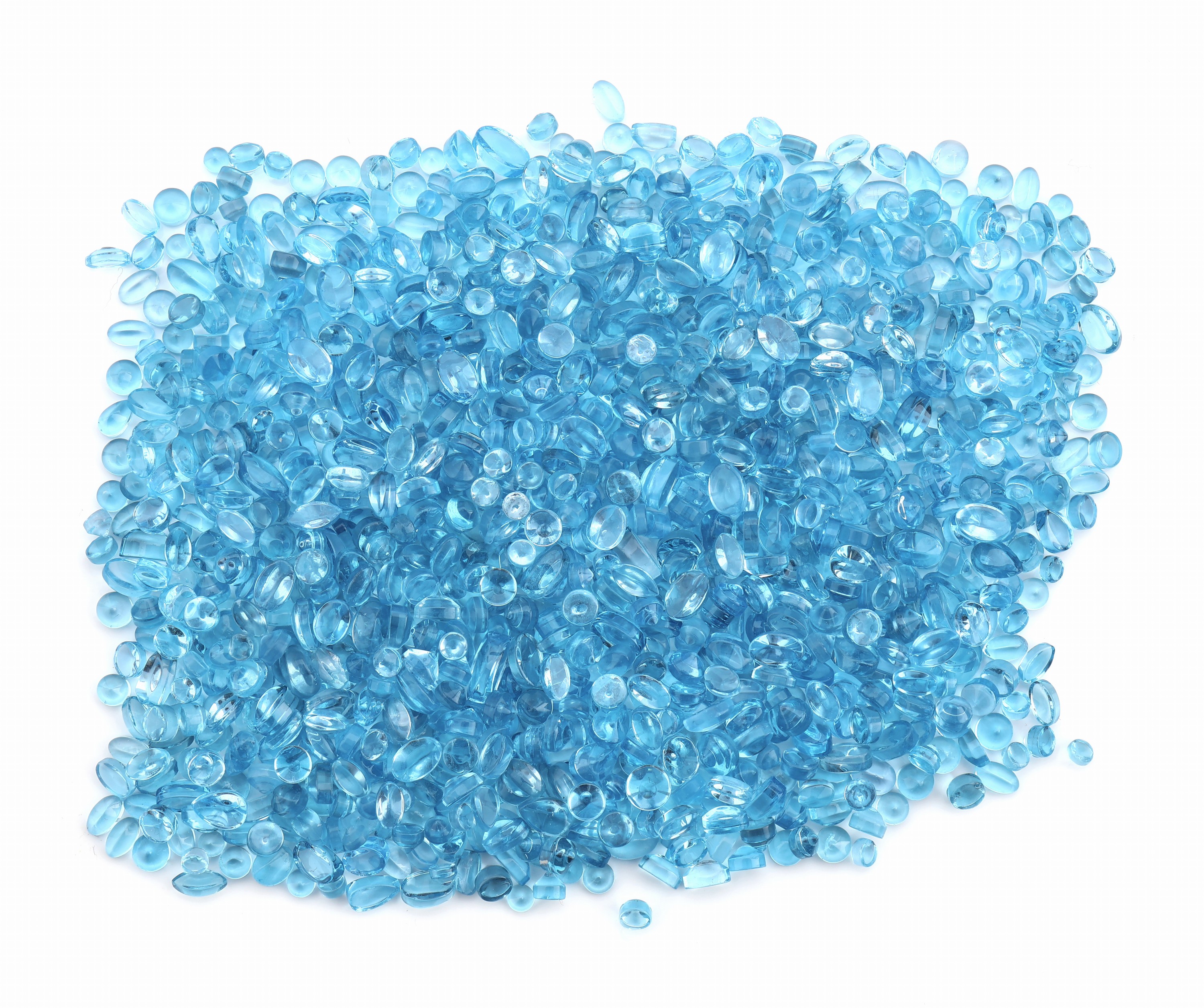 Lot lose Blautopas, zus. ca. 458 ct, versch. Größen und Formen überwiegend Cabochons