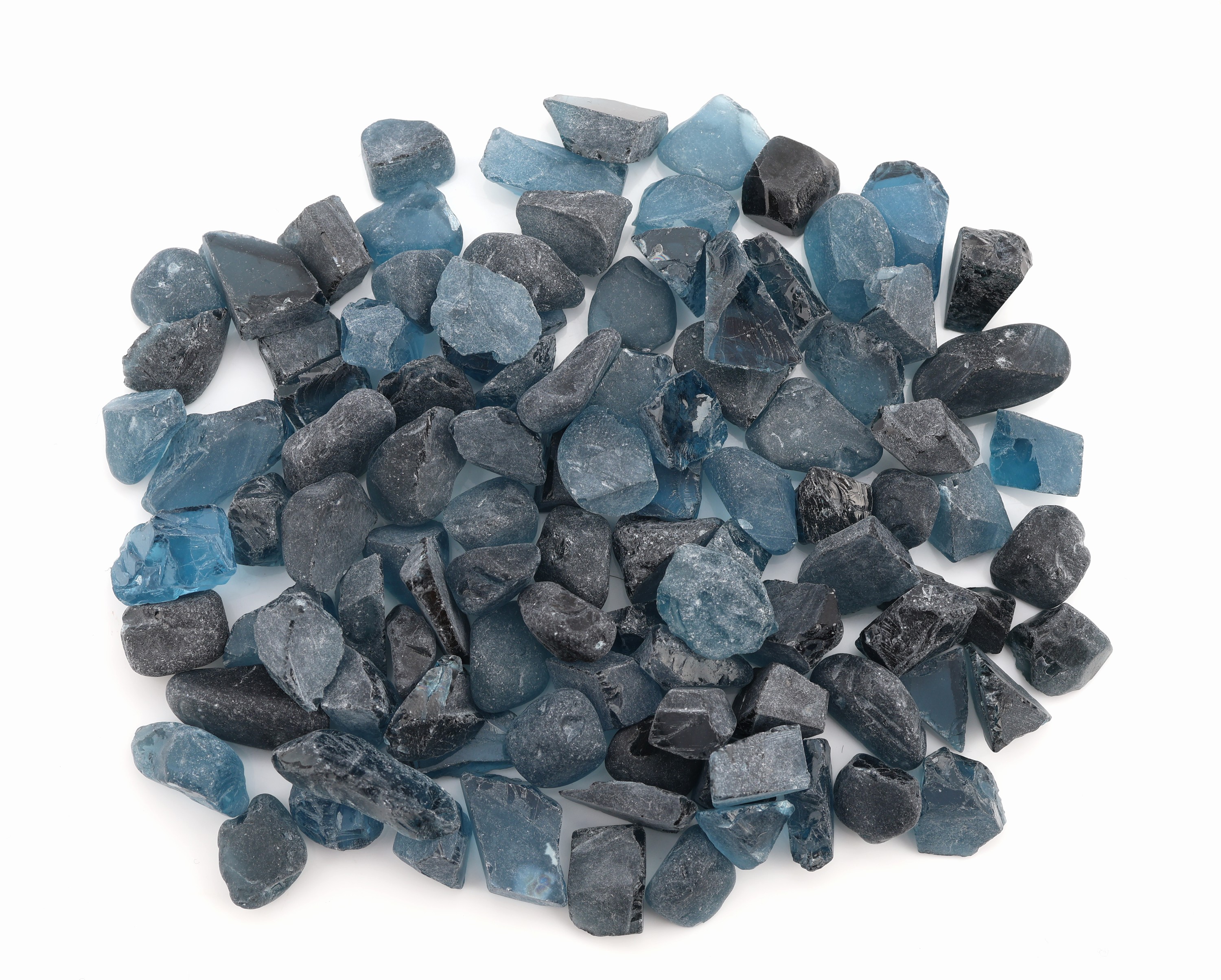 Lot lose Blautopas-Rohsteine, ca. 853 ct, versch. Größen und Formen