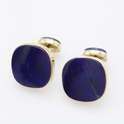 Image 26873087 - Paar Manschettenknöpfe mit Lapislazuli, GG 585/000, 4 Lapis zus. ca. 20 ct, ...