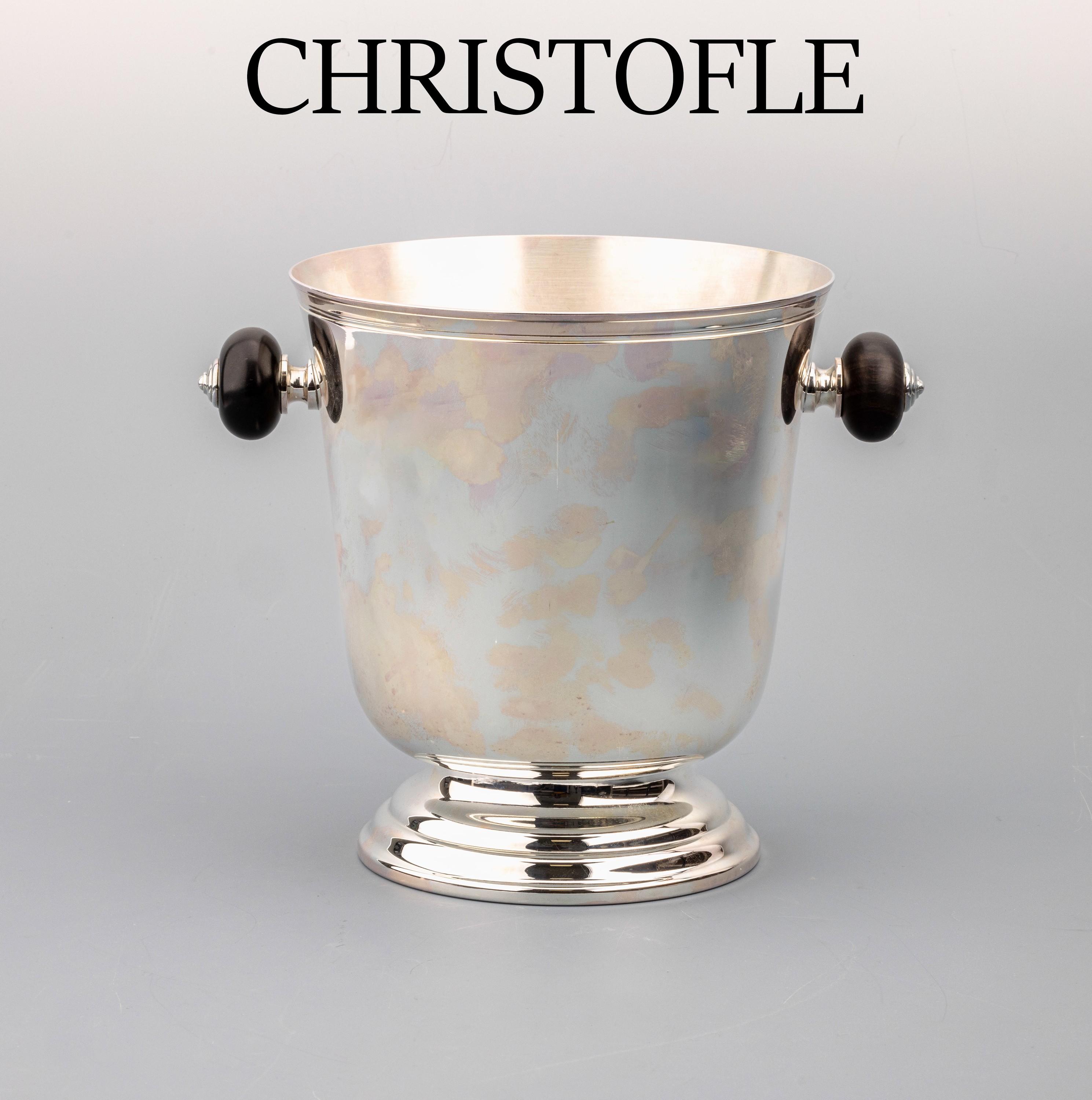 CHRISTOFLE Champagnerkühler , Metall versilbert, Modell "SOMMELIER", ca. 23 x 21 cm, zeitloses schlichtes Design, neuwertiger Design, mit ...
