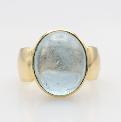 Image 26873253 - Ring mit Aquamarincabochon, GG 750/000, ovaler Aquam. ca. 16 ct, RW ca. 60