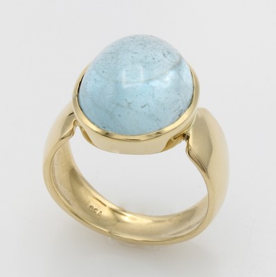 26873253a - Ring mit Aquamarincabochon, GG 750/000, ovaler Aquam. ca. 16 ct, RW ca. 60