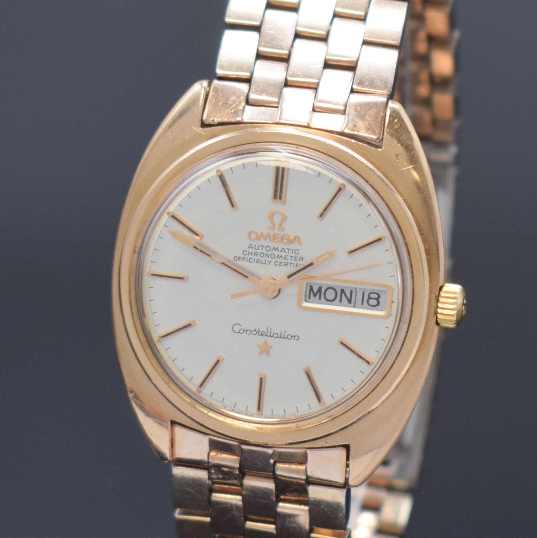 Detail a: OMEGA Constellation Chronometer Armbanduhr Referenz CE 168.019, Automatik, Schweiz um 1969, Edelstahl m. Rotgold-Haube inkl. rotverg. orig. ...