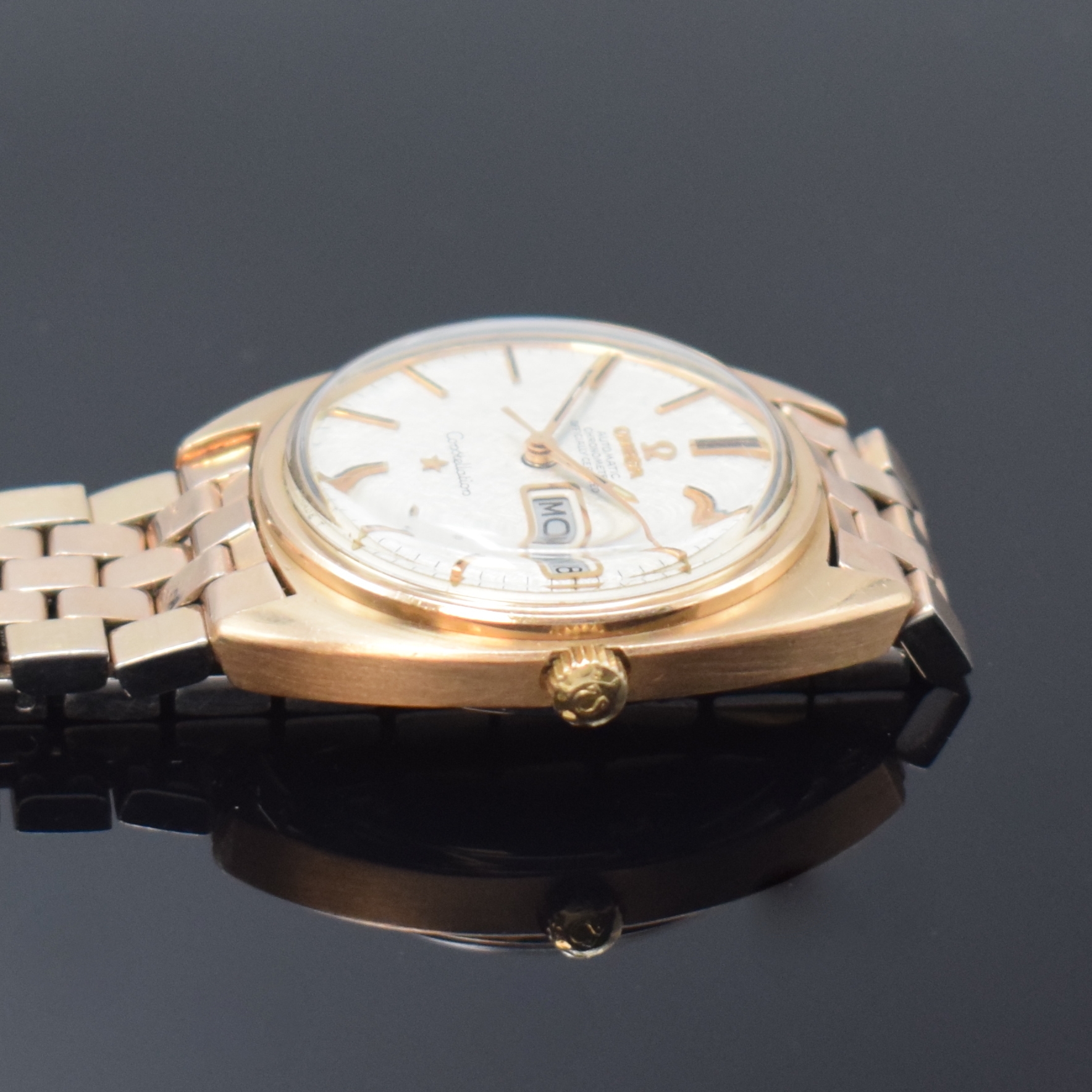 Detail d: OMEGA Constellation Chronometer Armbanduhr Referenz CE 168.019, Automatik, Schweiz um 1969, Edelstahl m. Rotgold-Haube inkl. rotverg. orig. ...