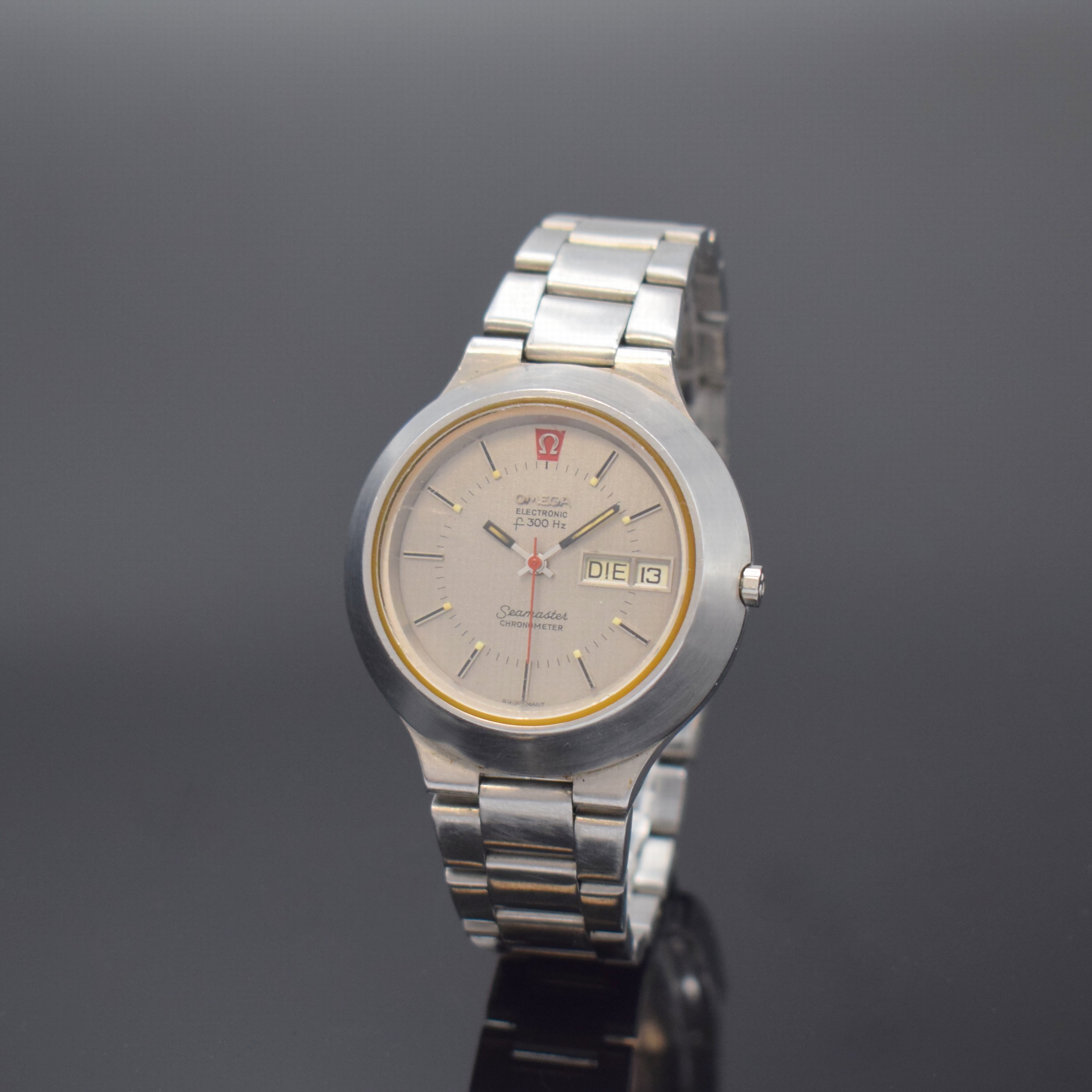 OMEGA Seamaster Chronometer Herrenarmbanduhr Electronic f300HZ mit Stimmgabelschwinger Referenz 198.0018, Schweiz um 1971, massives Stahlgehäuse ...
