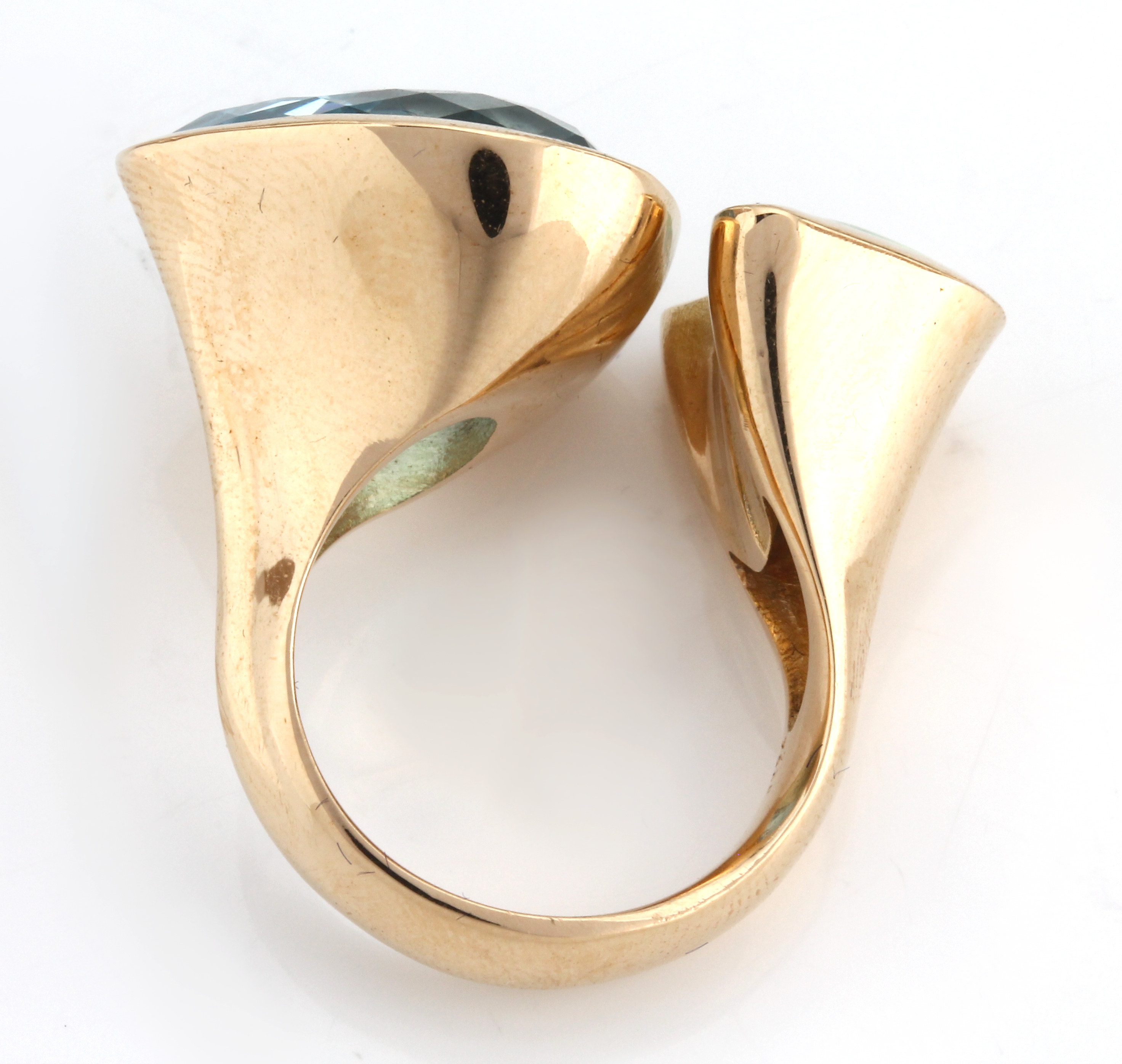 Detail b: 18 kt Gold Topas-Opal-Ring, GG 750/000, hochwertige Einzelanfertigung eines renommierten Idar-Obersteiner Goldschmieds, außergewöhnliche ...