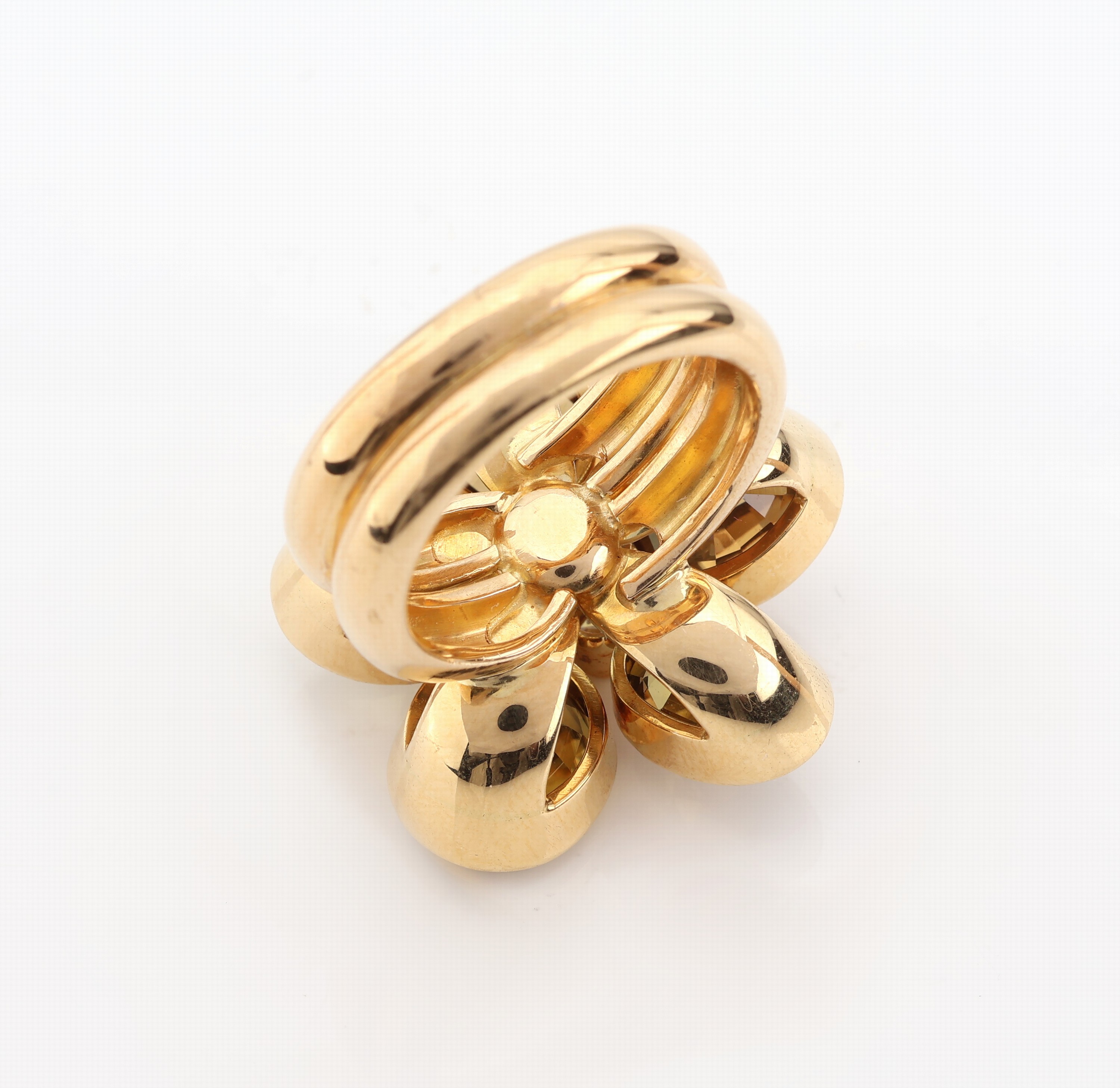 Detail b: 18 kt Gold Zirkon-Brillant-Ring, GG 750/000, qualitätvolle Einzelanfertigung einesIdar-Obersteiner Goldschmieds, Ringkopf blütenf. mit 5 ...