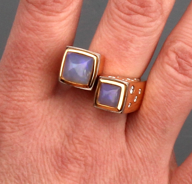 Detail f: 18 kt Gold Opal-Brillant-Ring, GG 750/000, qualitätvolle Einzelanfertigung eines renommierten Idar-Obersteiner Goldschmieds, außergewöhnliche ...