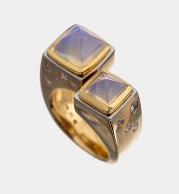Image 26874094 - 18 kt Gold Opal-Brillant-Ring, GG 750/000, qualitätvolle Einzelanfertigung eines ...