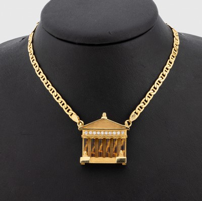 Image 26874140 - 18 kt Gold Tigerauge-Brillant-Collier, GG 750/000, qualitätvolle Einzelanfertigung ...