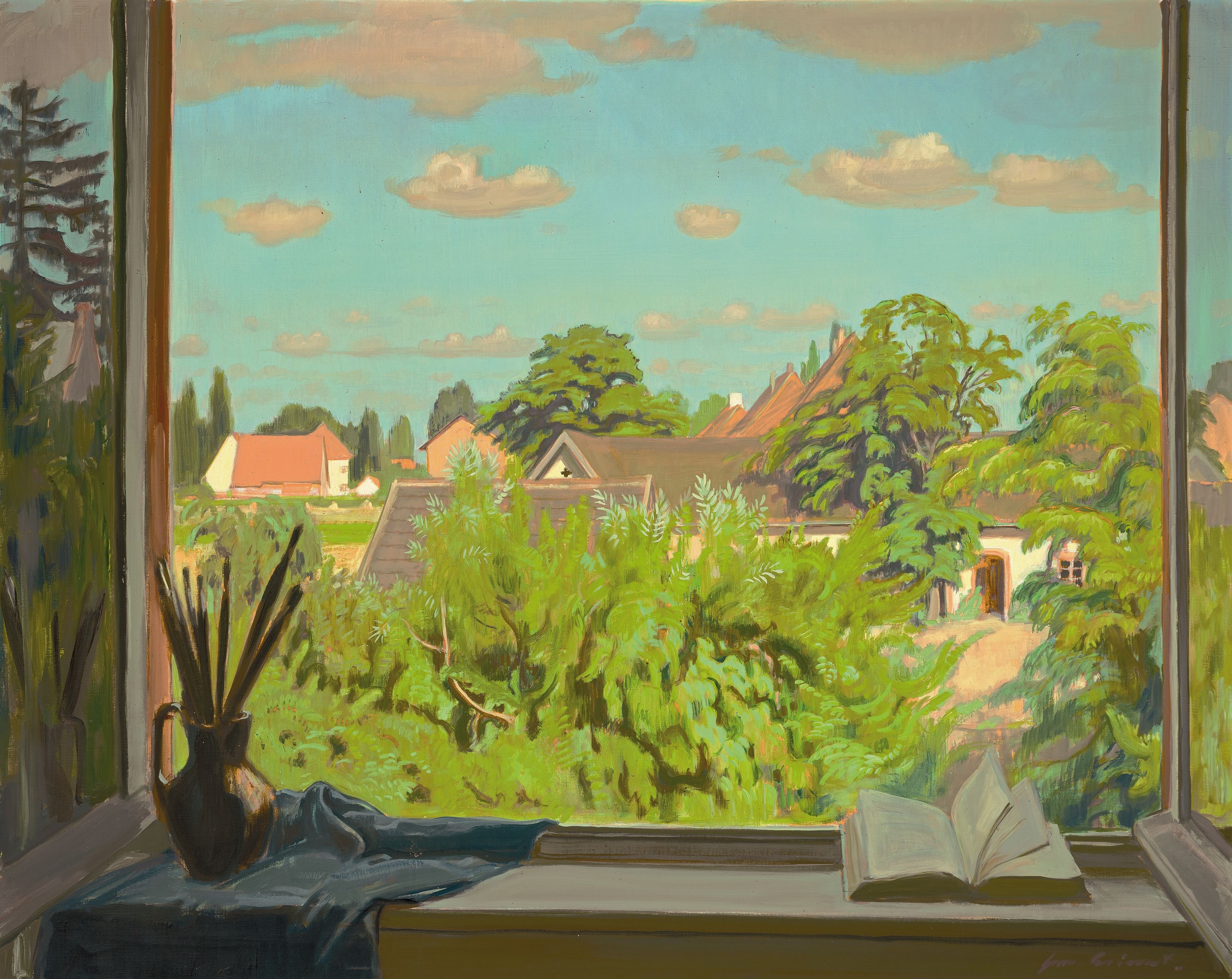 Hermann Croissant, 1889-1963 Landau, Blick aus dem Atelierfenster, Öl/Lwd, rechts unten signiert 91x113 cm, Rahmen 96x118 cm