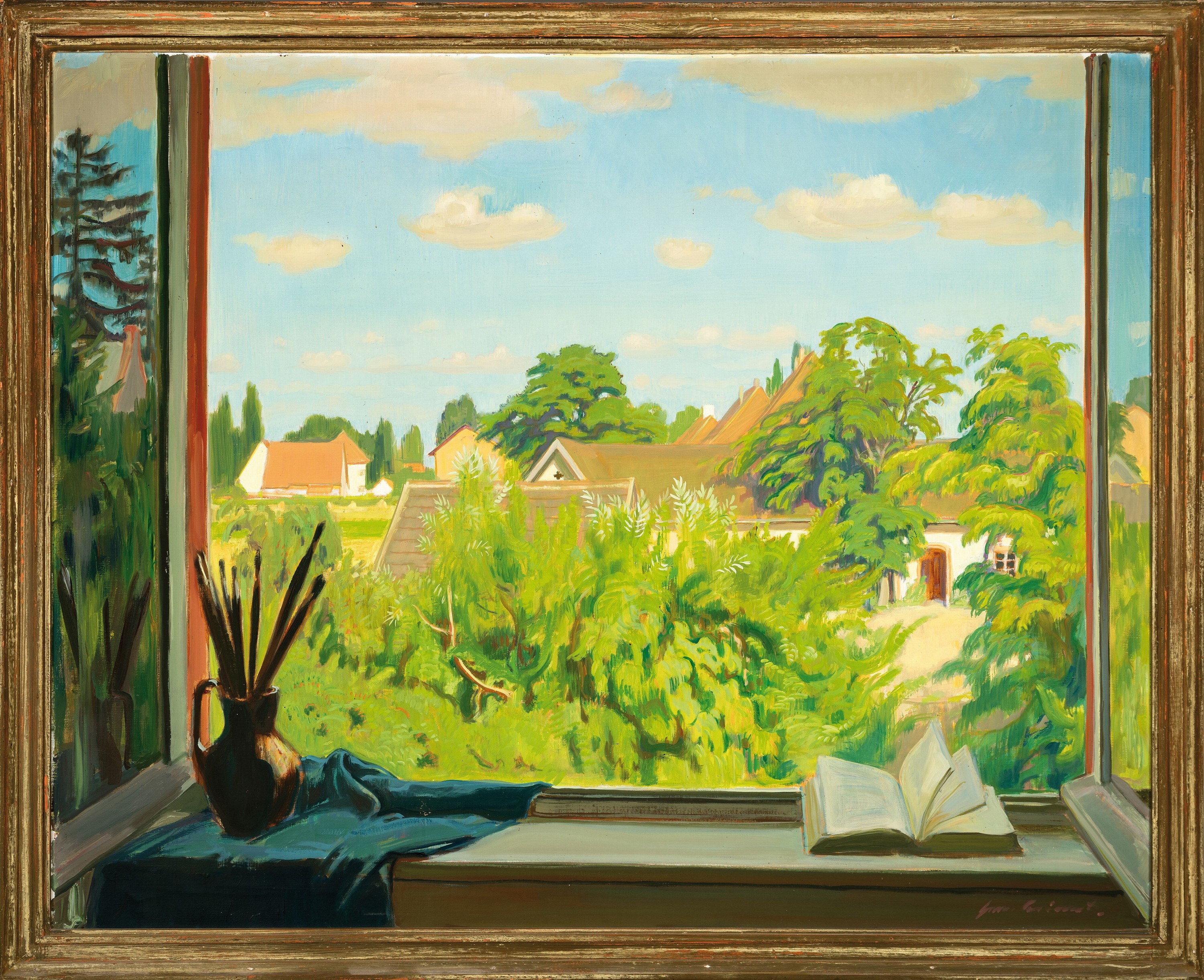 Detail k: Hermann Croissant, 1889-1963 Landau, Blick aus dem Atelierfenster, Öl/Lwd, rechts unten signiert 91x113 cm, Rahmen 96x118 cm