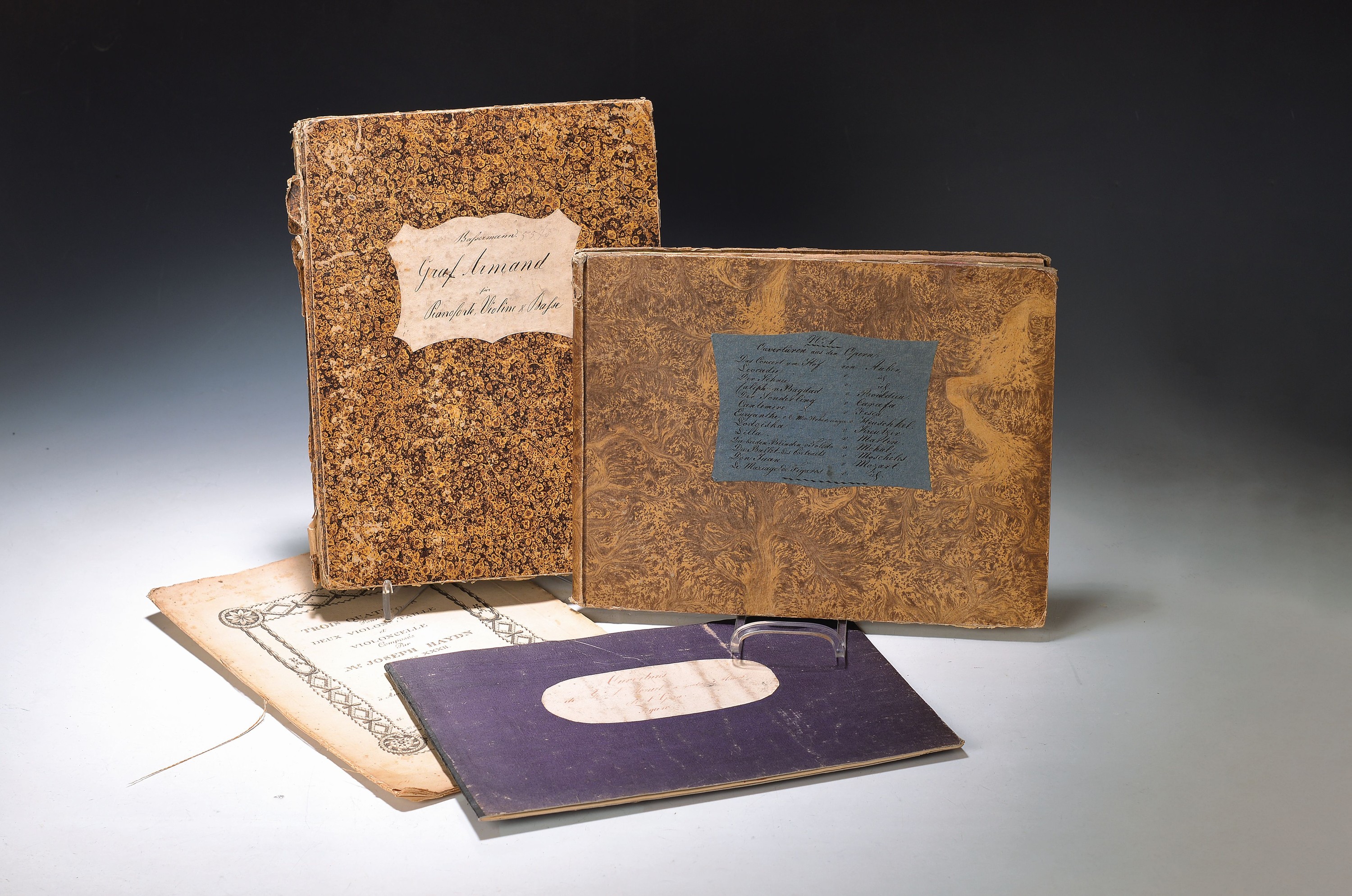 4 Notenbücher aus dem Besitz der Familien Bassermann/Jordan (Pfalz), Mitte/Ende 19.Jh. , Heinrich Zeuner: Ouverture aus der Oper "Das Concert ...
