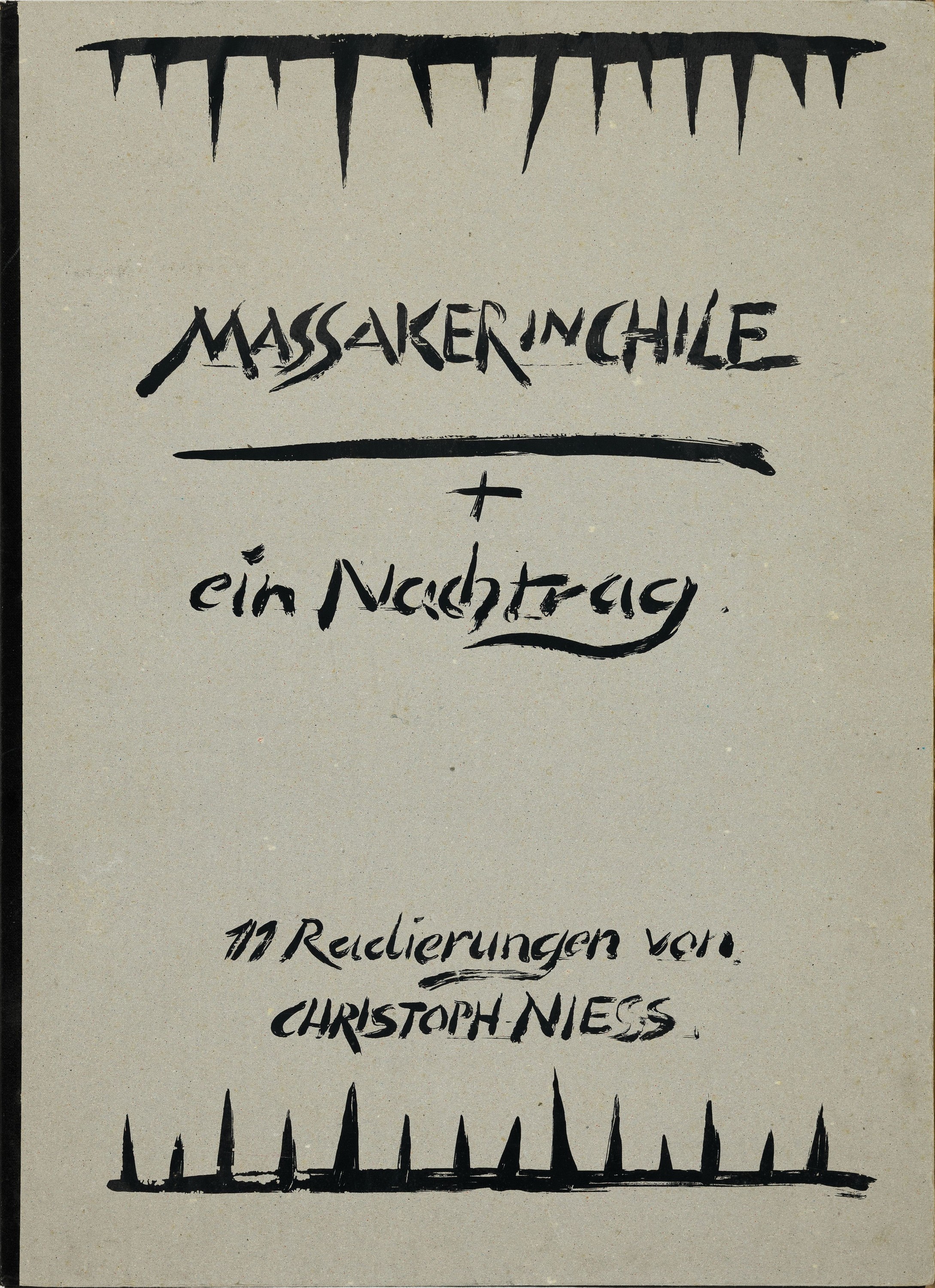 Christoph Niess, 1940-2008, Massaker in Chile, Mappe mit 11 Radierungen, alle handsign. und num. 4/50, Berlin 1975, Blattgr. ca. 54x38cm, orig. ...