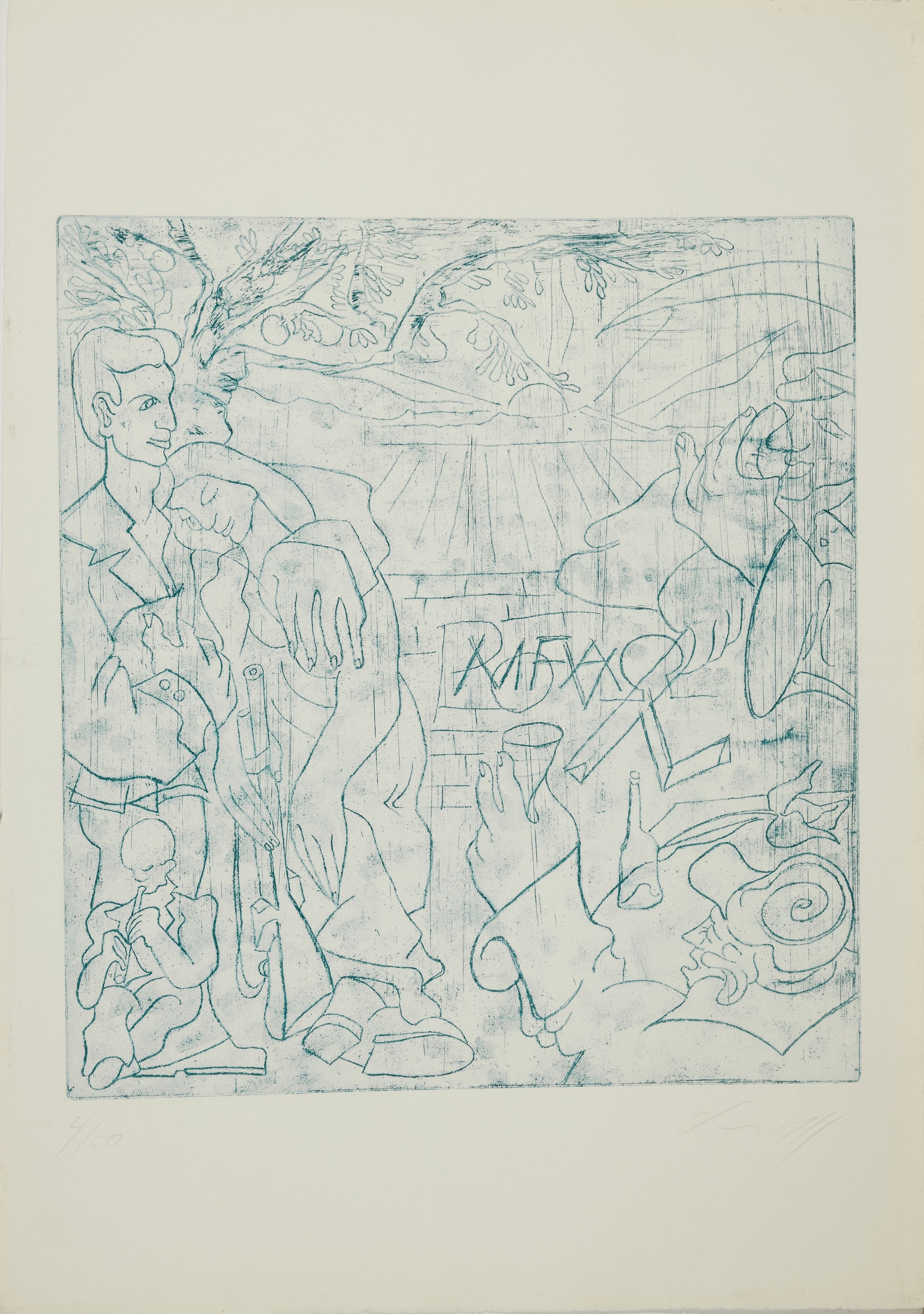 Detail l: Christoph Niess, 1940-2008, Massaker in Chile, Mappe mit 11 Radierungen, alle handsign. und num. 4/50, Berlin 1975, Blattgr. ca. 54x38cm, orig. ...