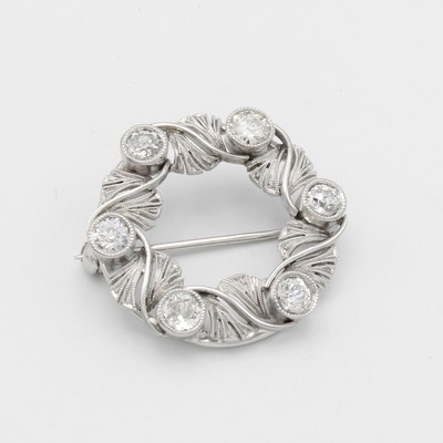 Image 26875583 - Brosche mit Brillanten, WG 750/000, 6 Brill.zus. ca. 0,80 ct Weiß/si, runde Form ...