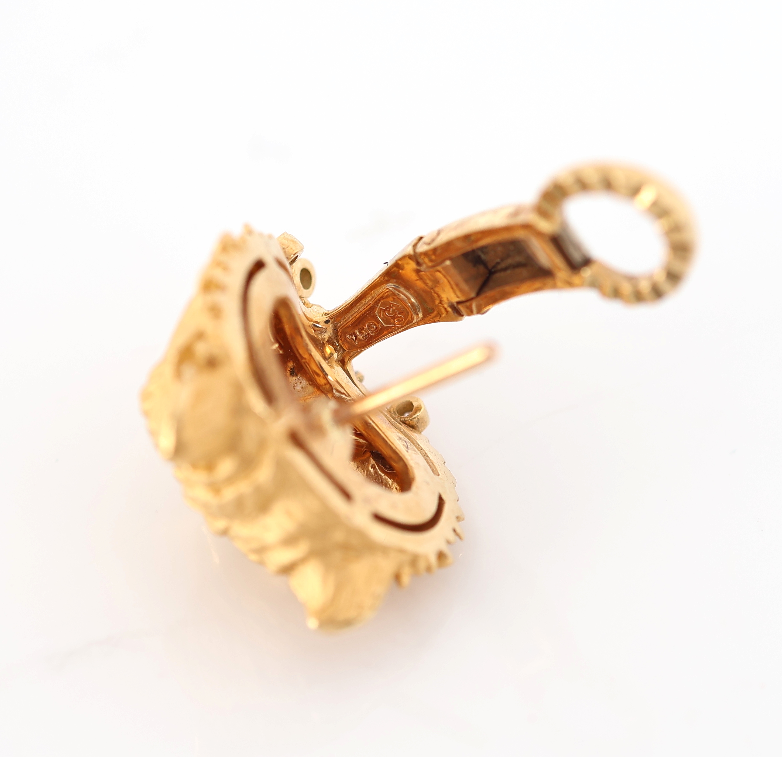 Detail c: Paar 18 kt Gold CARRERA Y CARRERA Smaragd- Brillant-Ohrstecker, GG 750/000, Darstellung von Katzenköpfen, als Augen 2 kl. Smaragde, Halsband mit ...